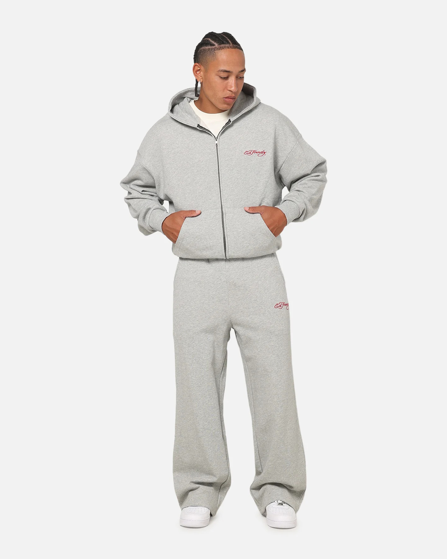 Ed Hardy Signature Hoodie Grey Marle - Image 4