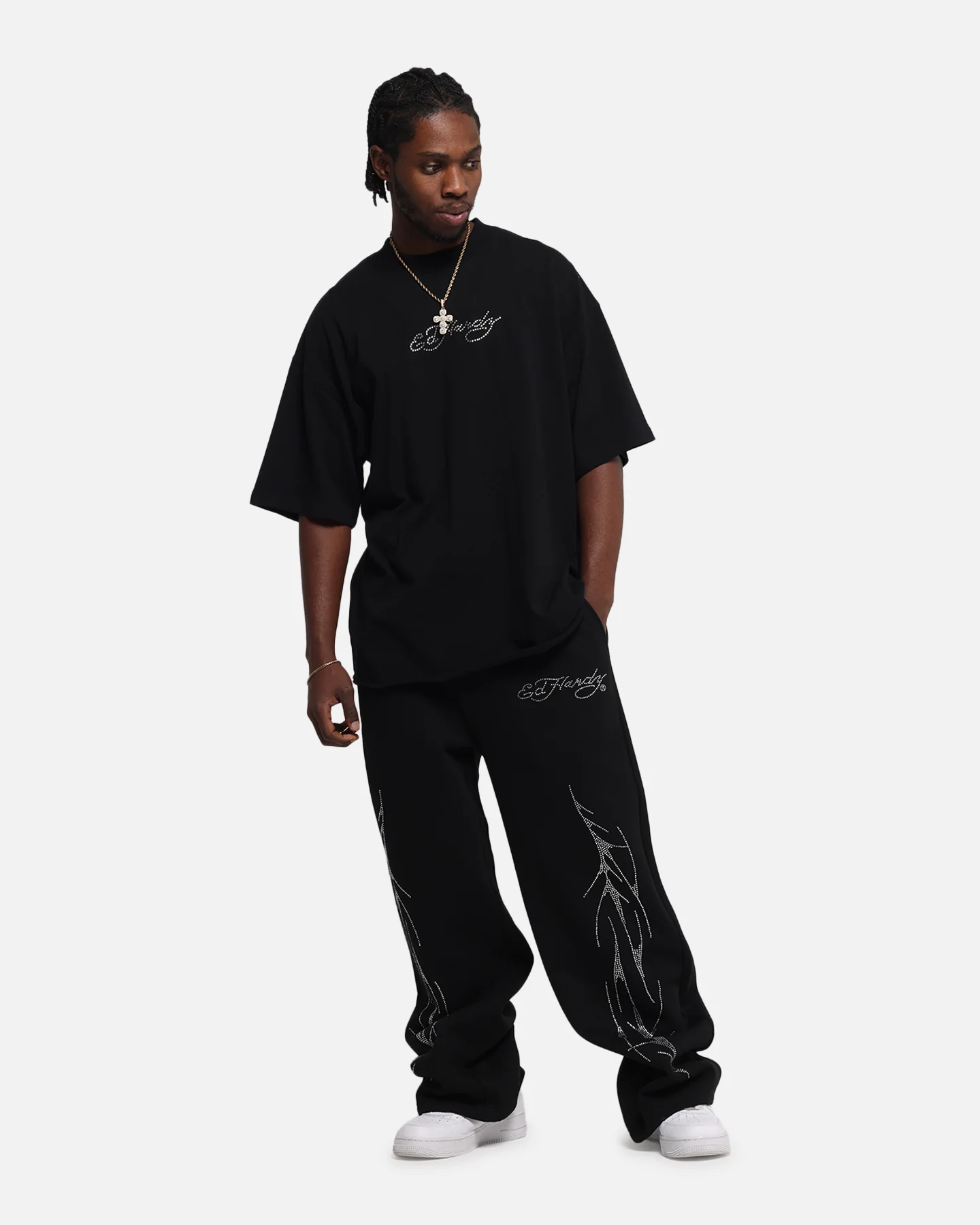 Ed Hardy Techno Rhinestone T-Shirt Black - Image 4