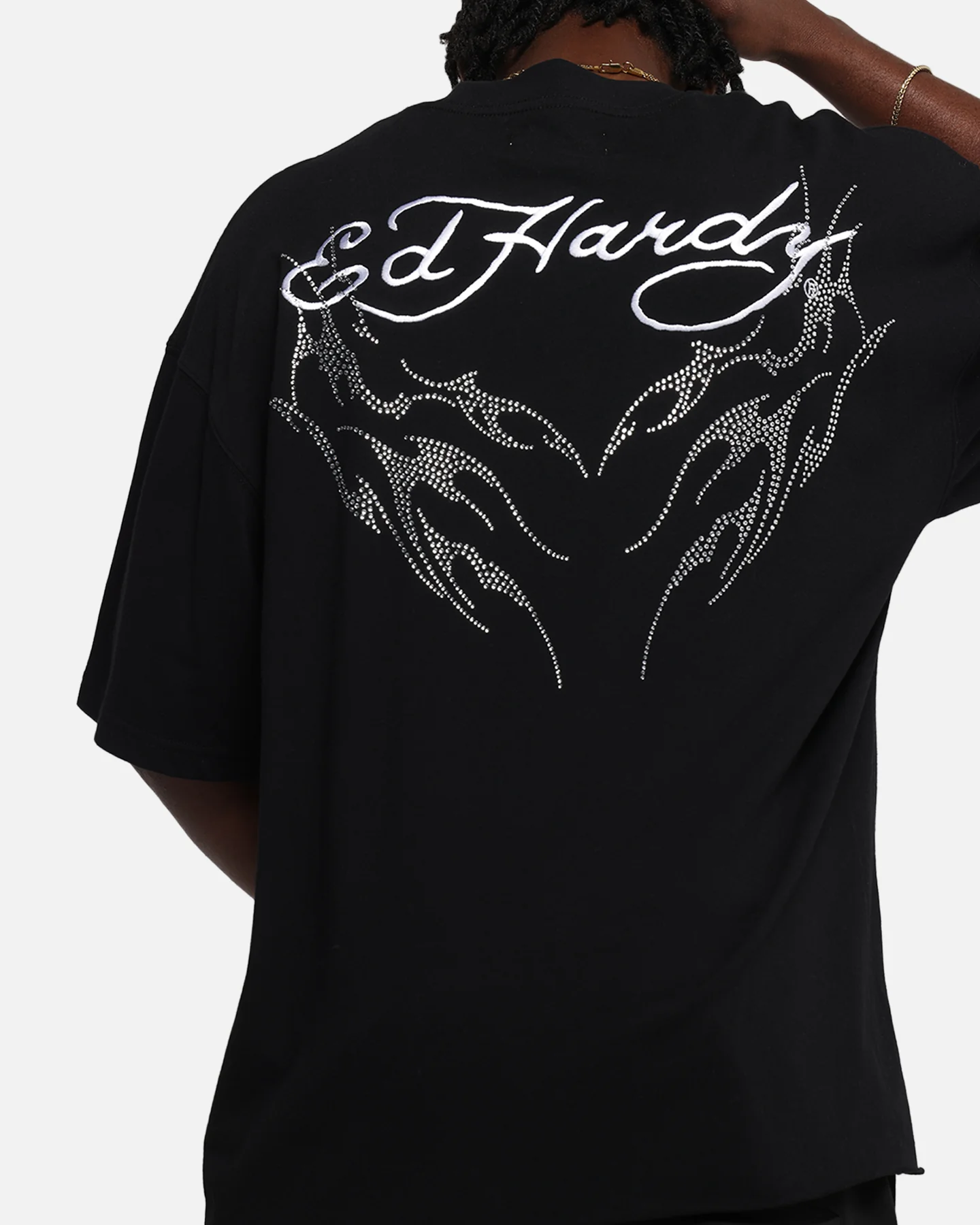 Ed Hardy Techno Rhinestone T-Shirt Black - Image 8