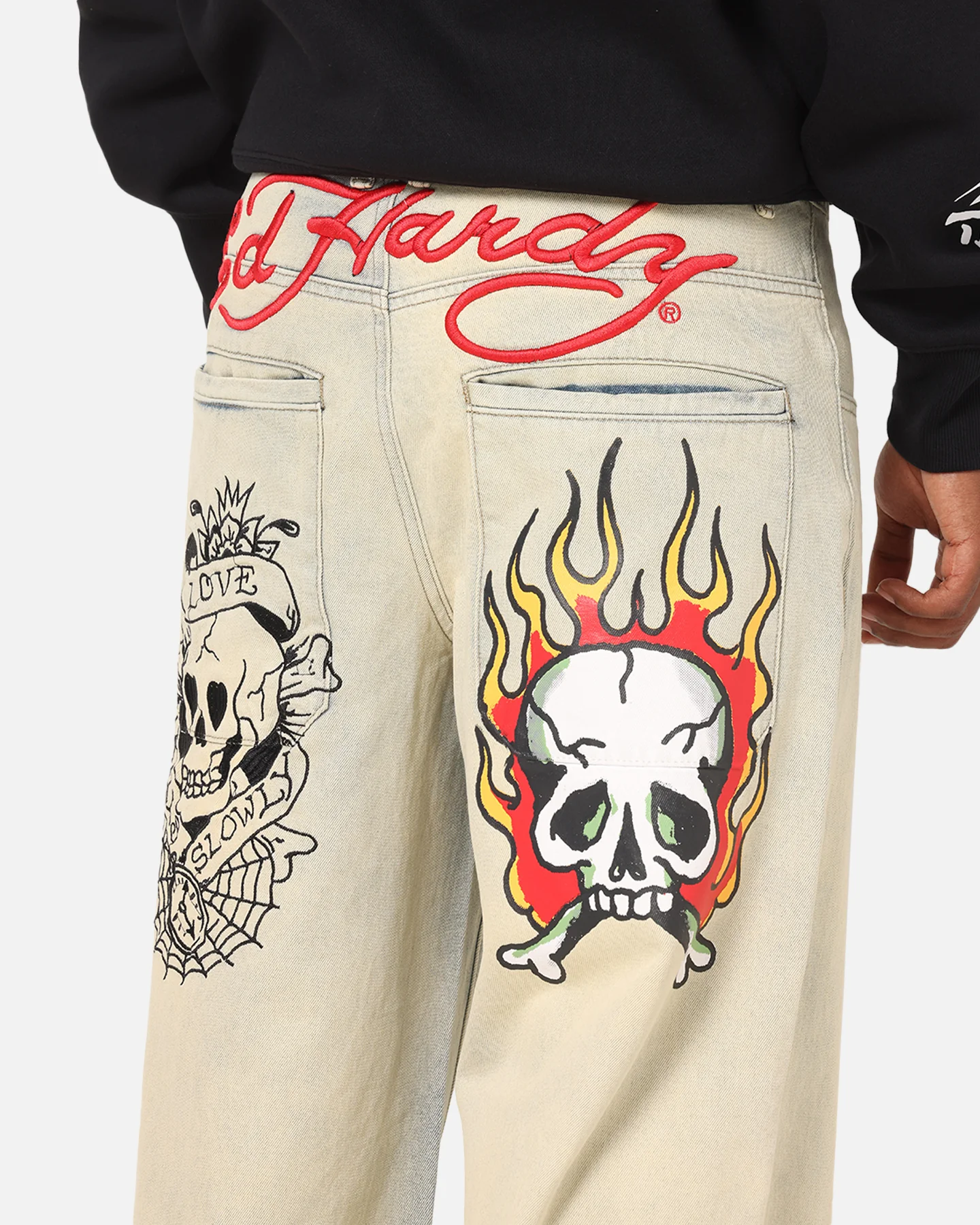 Ed Hardy Wide Leg Skull Jeans Sage - Image 3