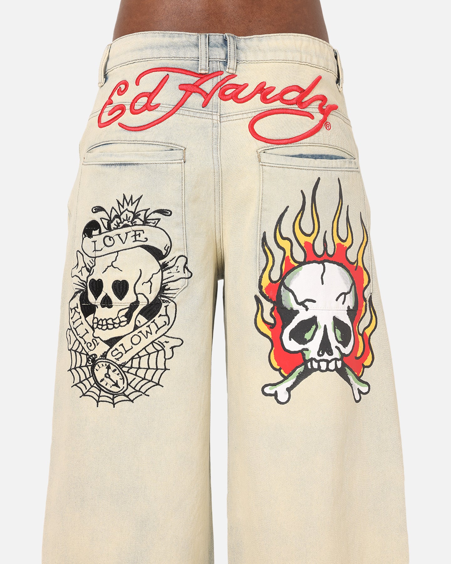 Ed Hardy Wide Leg Skull Jeans Sage - Image 7