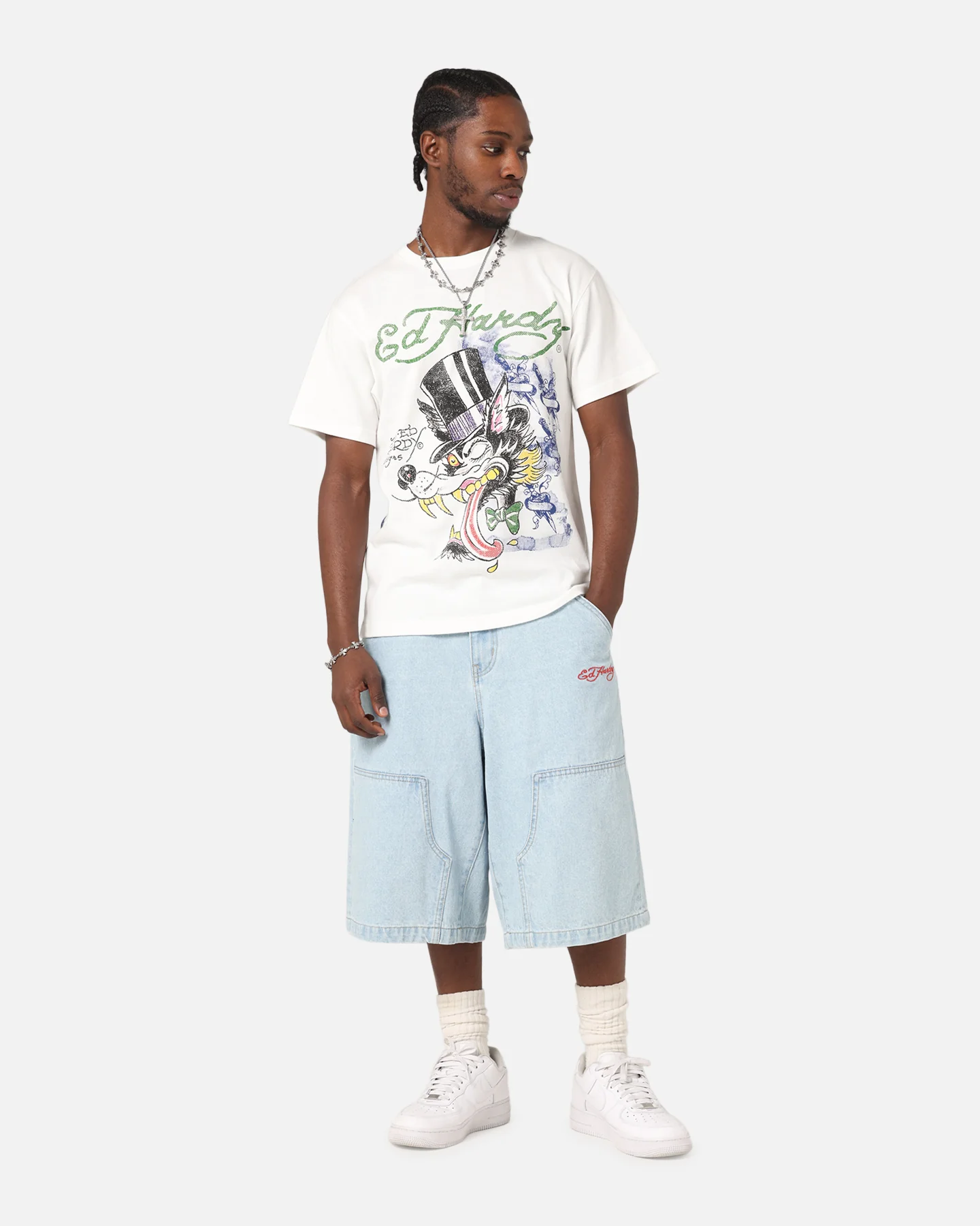 Ed Hardy Wolf Vintage T-Shirt Off White - Image 3