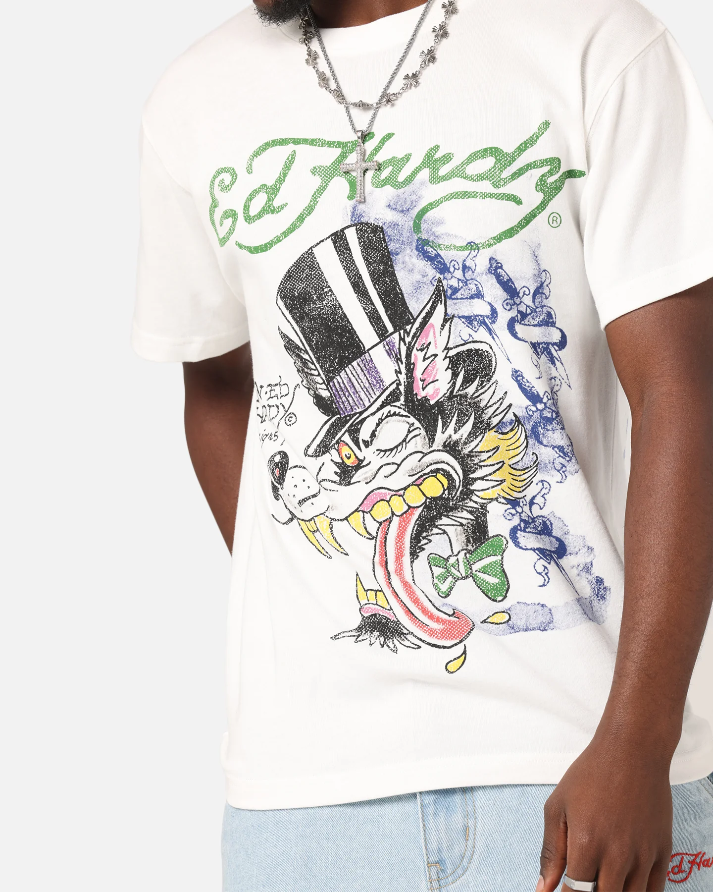 Ed Hardy Wolf Vintage T-Shirt Off White - Image 7