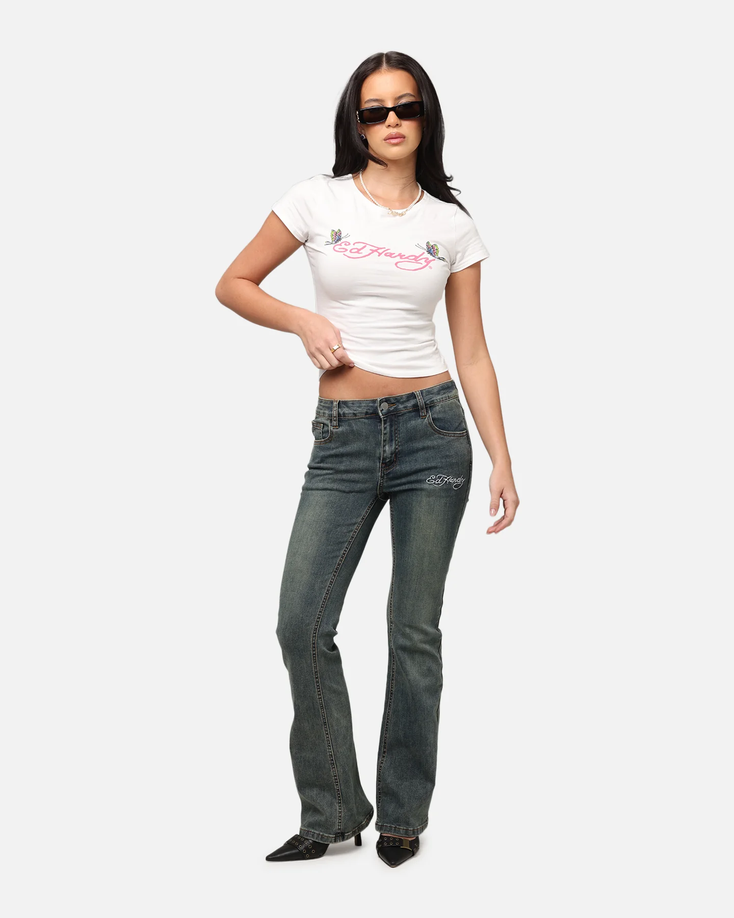 Ed Hardy Women's Tiger Bootcut Jeans Dirty Blue - Image 2