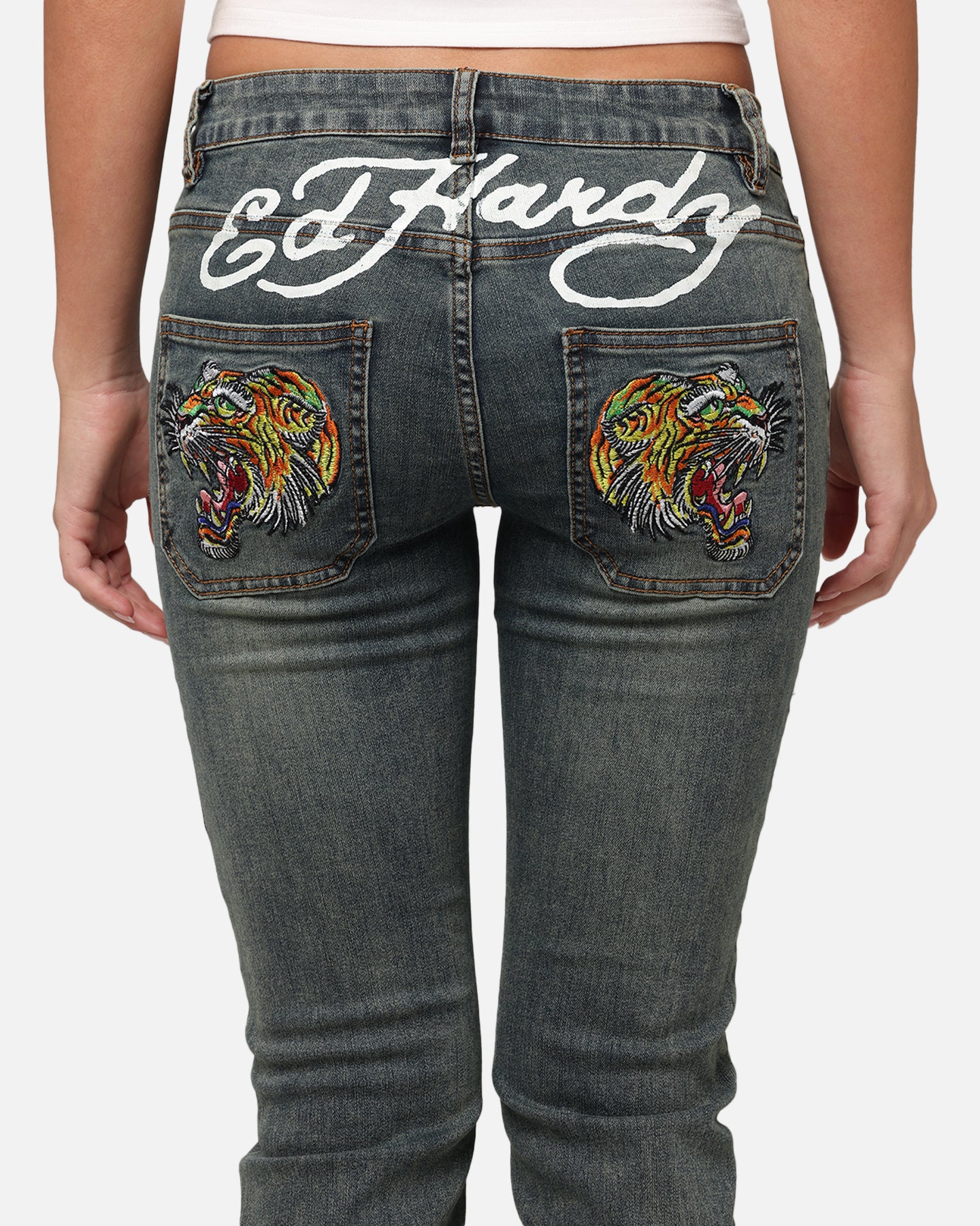 Ed Hardy Women's Tiger Bootcut Jeans Dirty Blue - Image 7