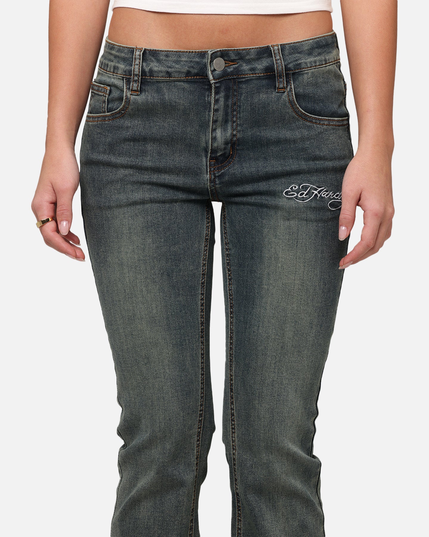 Ed Hardy Women's Tiger Bootcut Jeans Dirty Blue - Image 8