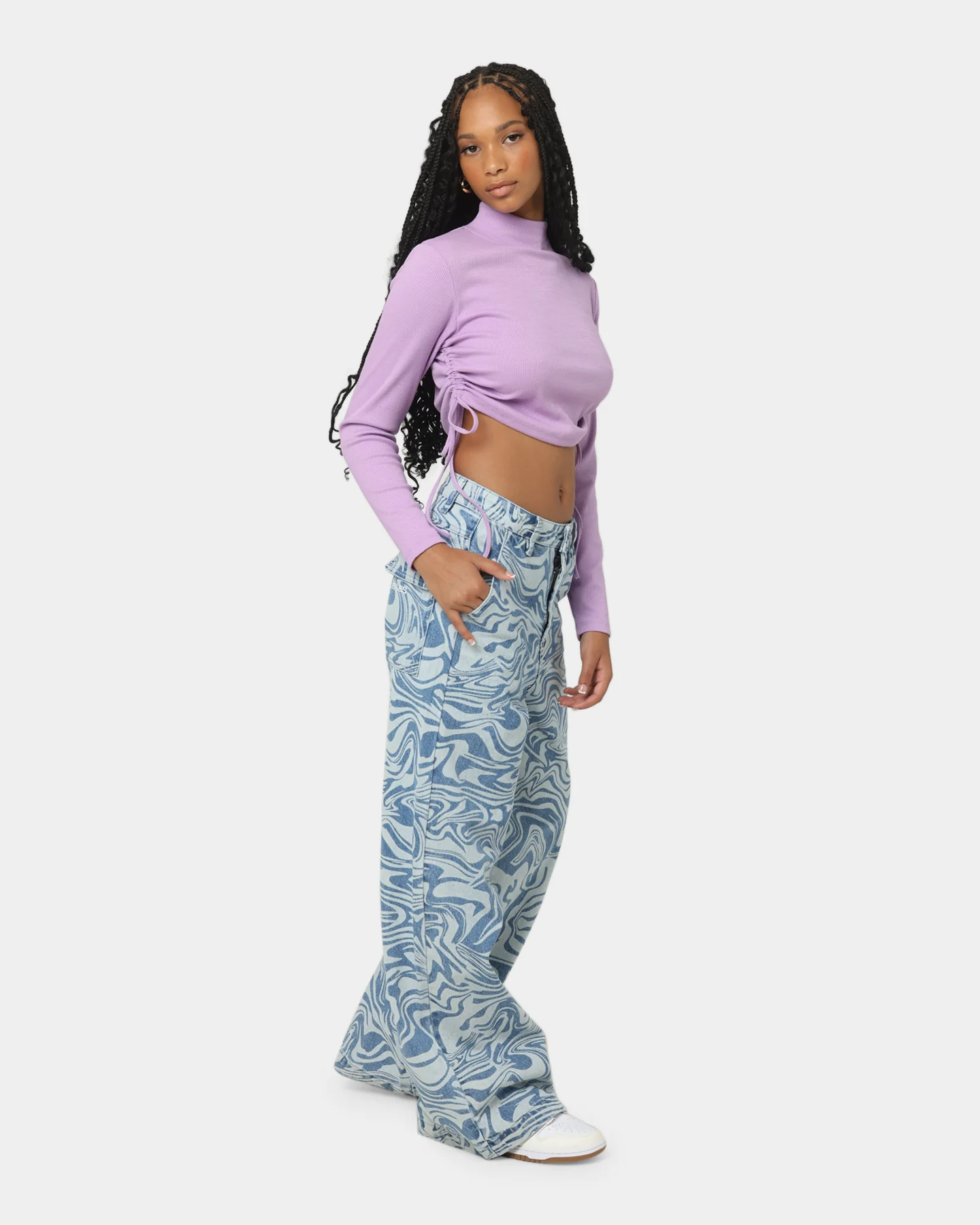 EN ES Women's Harper Cropped LS Top Lilac - Image 2