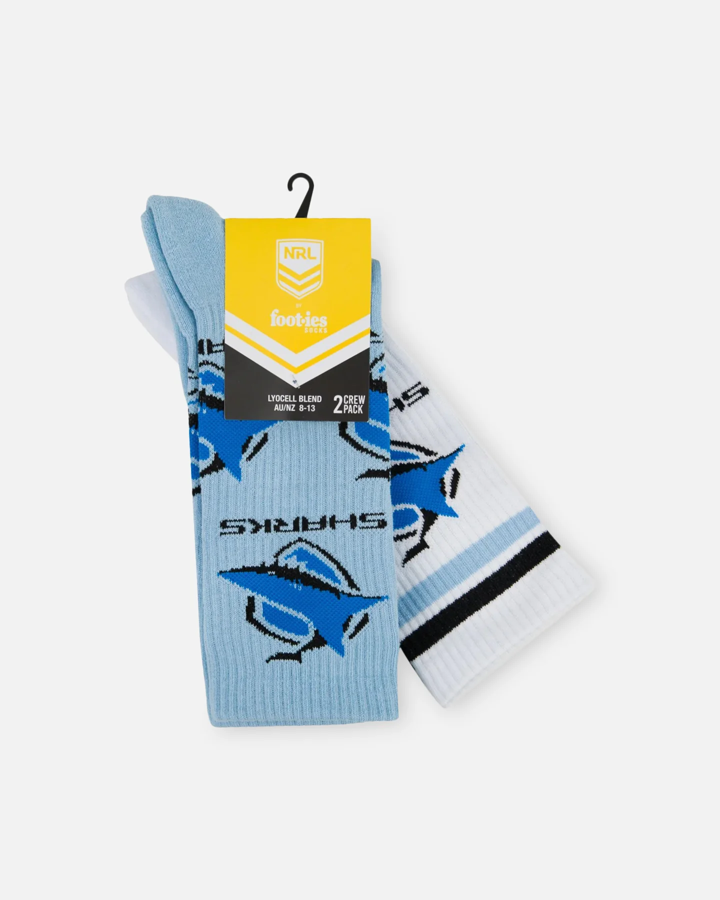 Foot-ies Cronulla-Sutherland Sharks Crew Socks 2 Pack Blue/White - Image 2