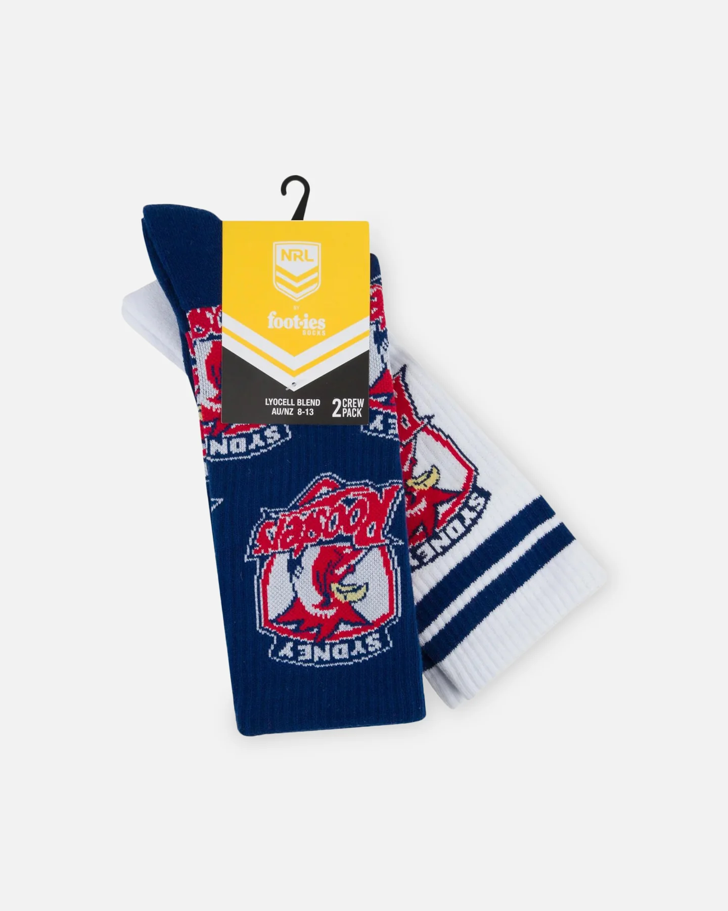 Foot-ies Sydney Roosters Crew Socks 2 Pack Navy/White - Image 2