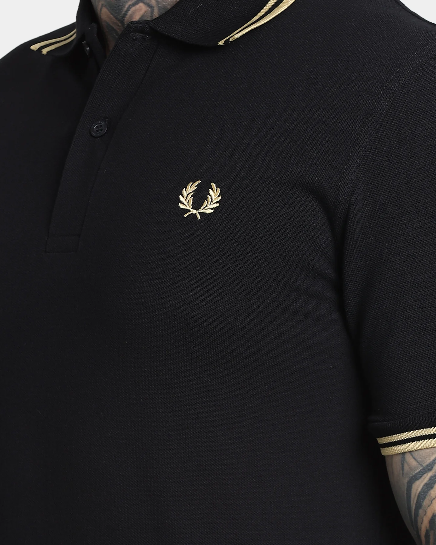 Fred Perry Twin Tipped Fred Perry Shirt Black/Champagne - Image 3