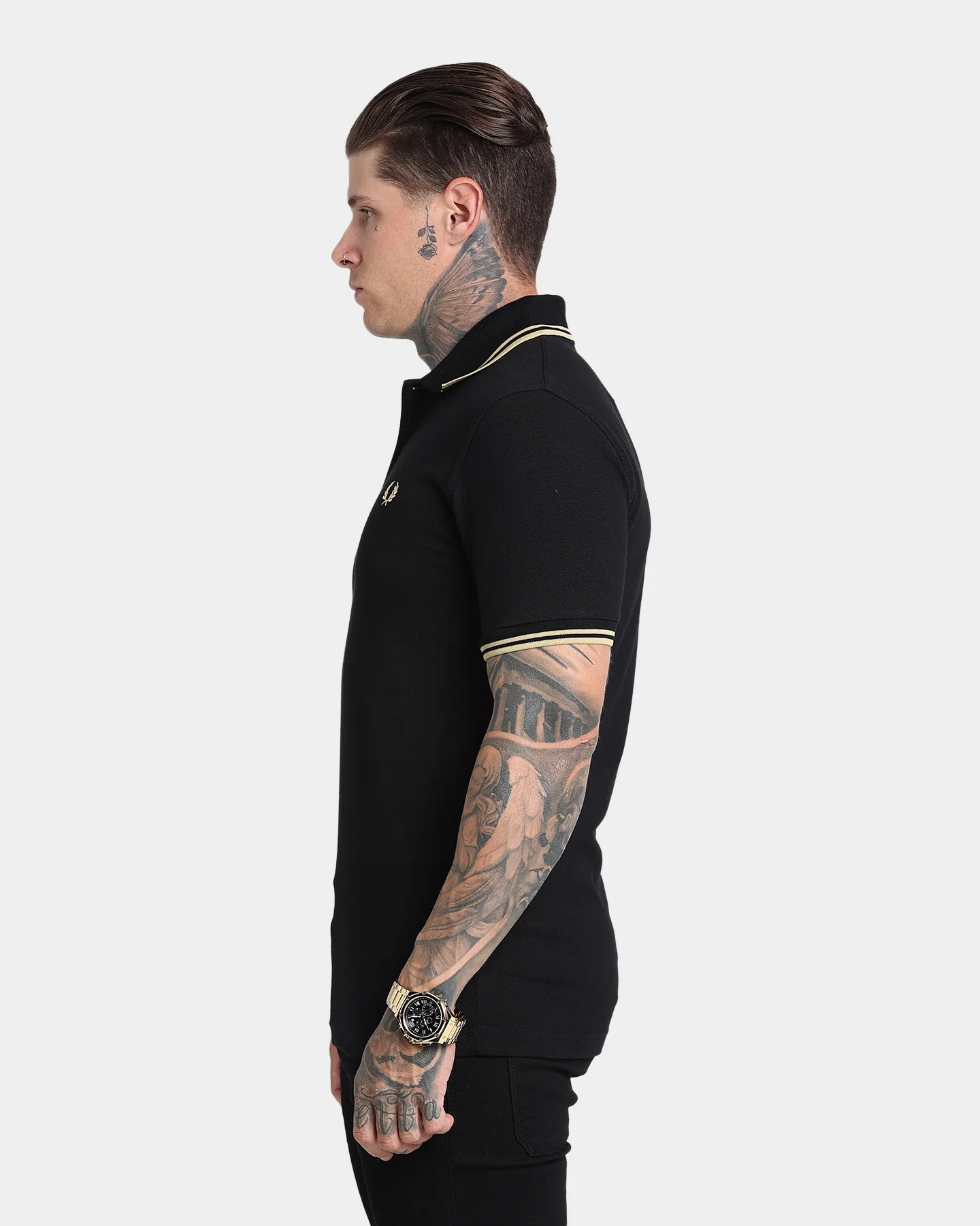 Fred Perry Twin Tipped Fred Perry Shirt Black/Champagne - Image 6