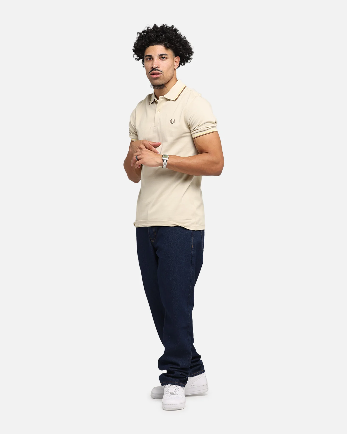 Fred Perry Twin Tipped Polo Shirt Oat - Image 2