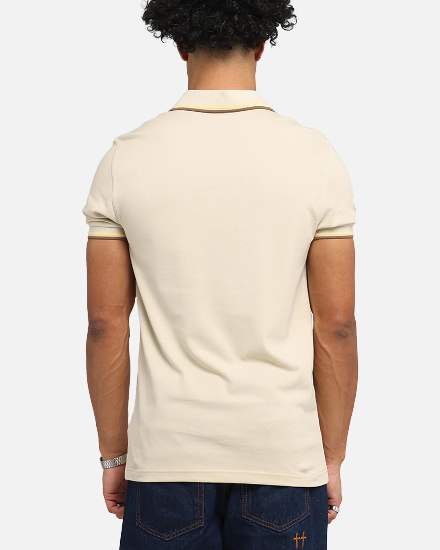 Fred Perry Twin Tipped Polo Shirt Oat - Image 3