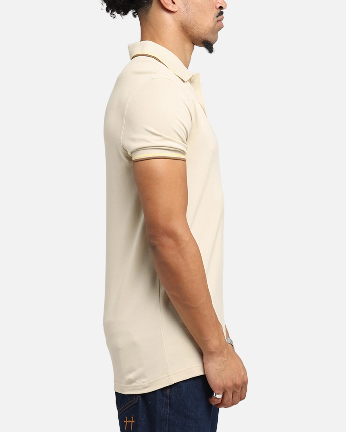 Fred Perry Twin Tipped Polo Shirt Oat - Image 4