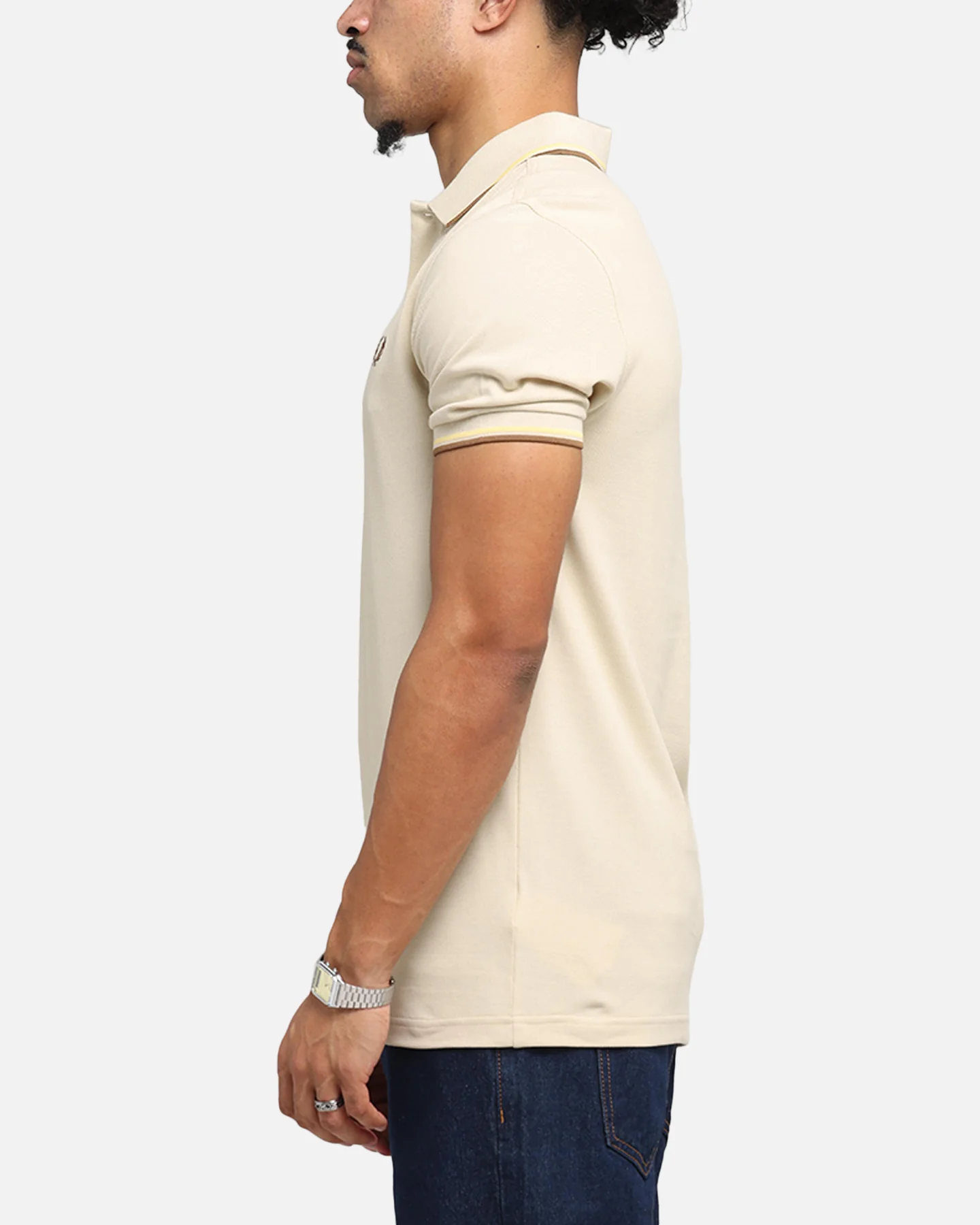 Fred Perry Twin Tipped Polo Shirt Oat - Image 5