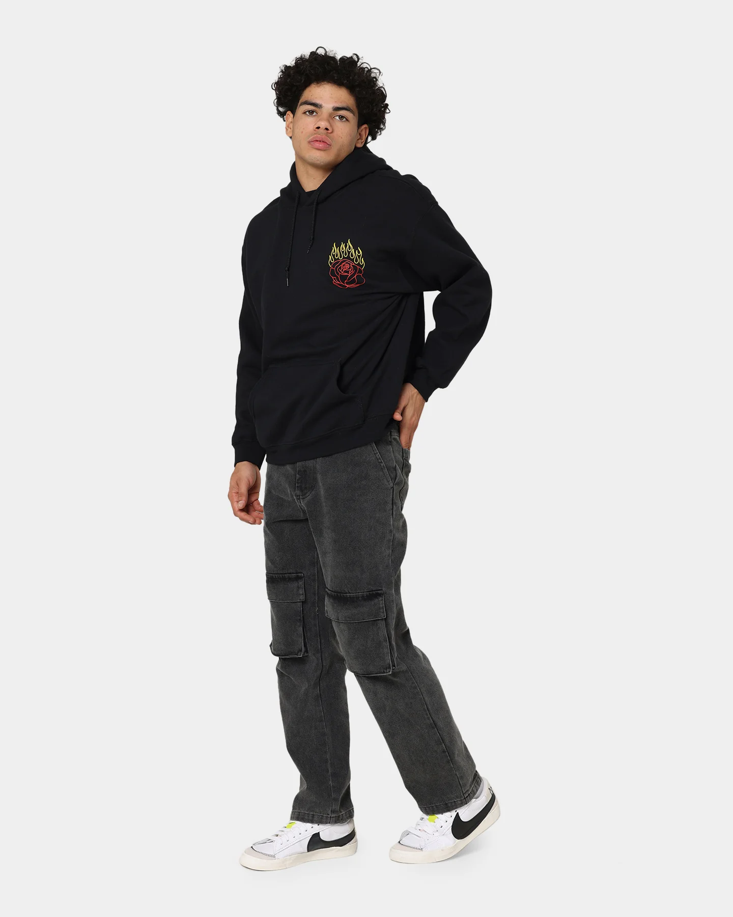 Goat Crew Fire Rose Hoodie Black - Image 2