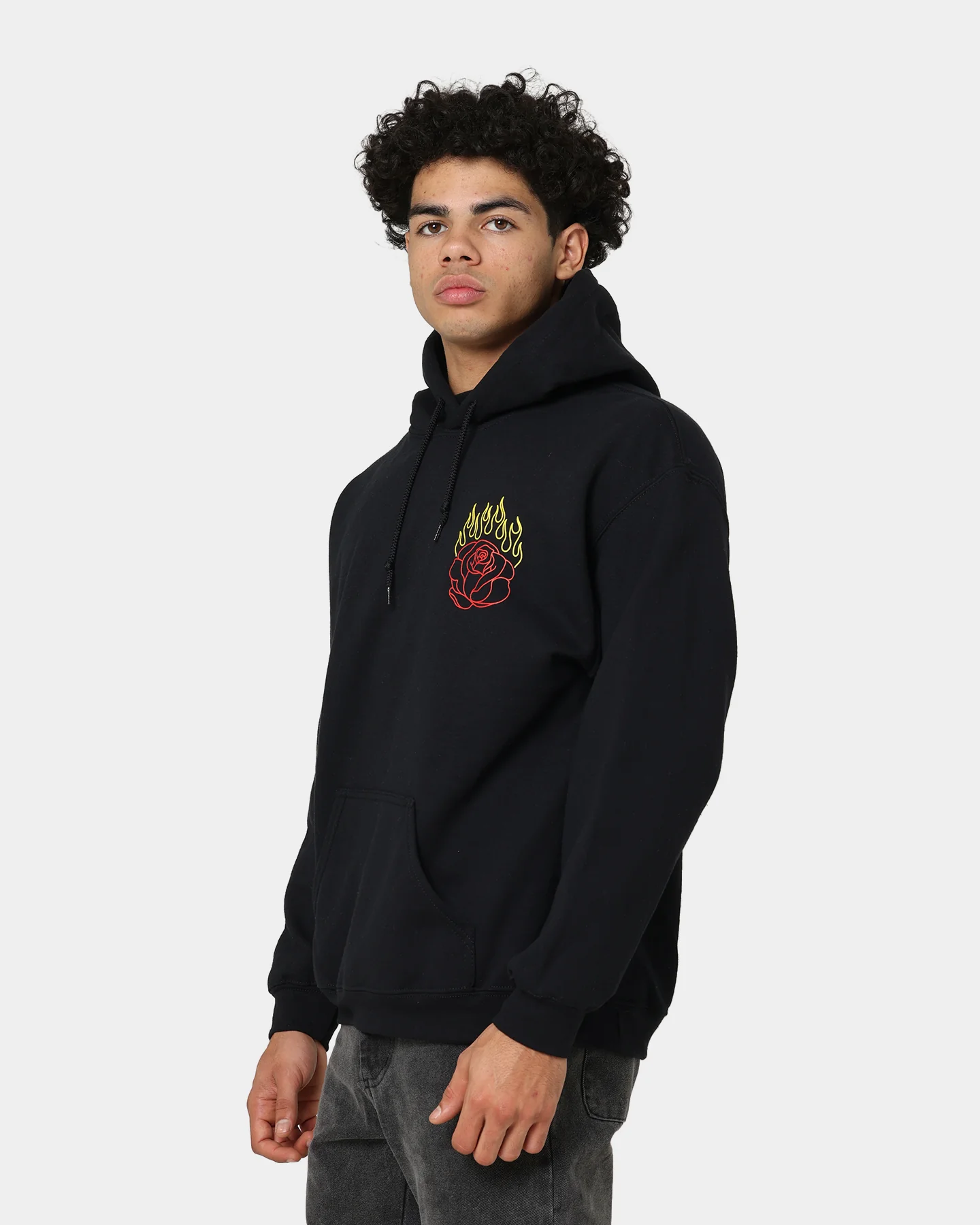 Goat Crew Fire Rose Hoodie Black - Image 6