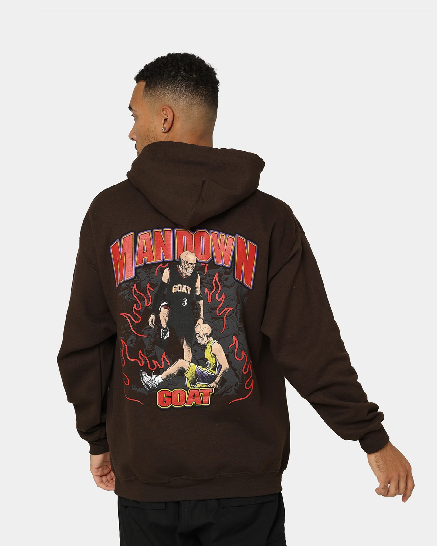 Goat Crew Man Down Hoodie Brown - Image 2