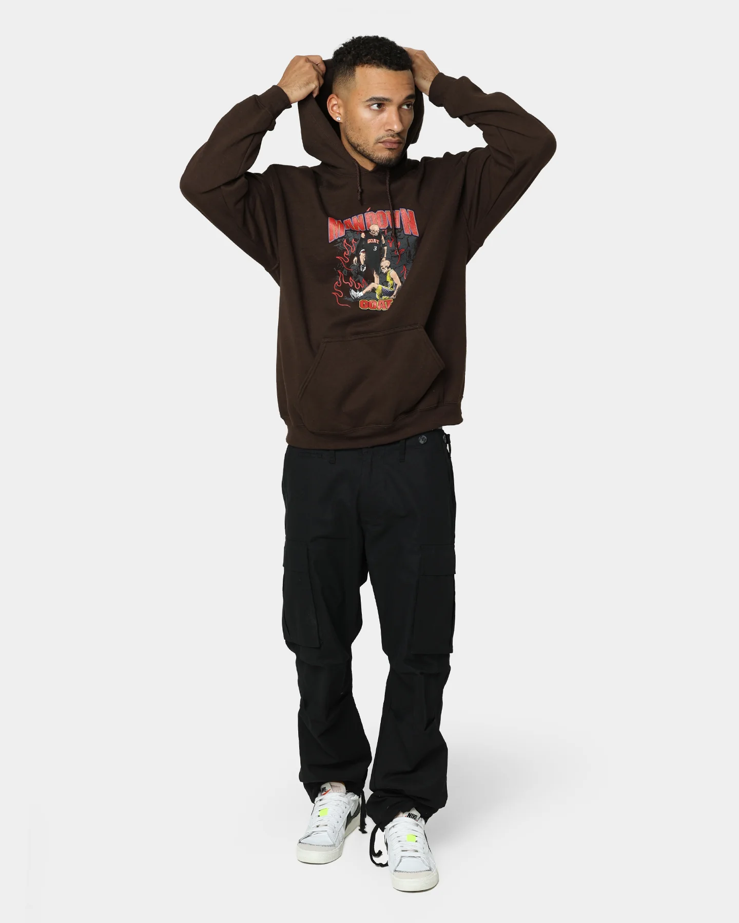 Goat Crew Man Down Hoodie Brown - Image 3