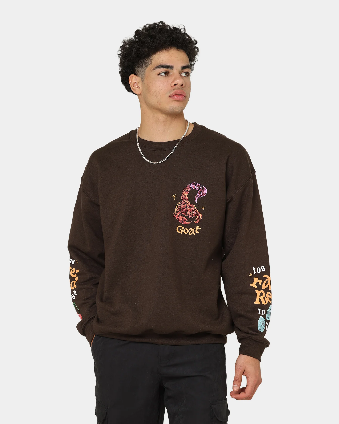 Goat Crew Too Weird To Live Vintage Crewneck Brown