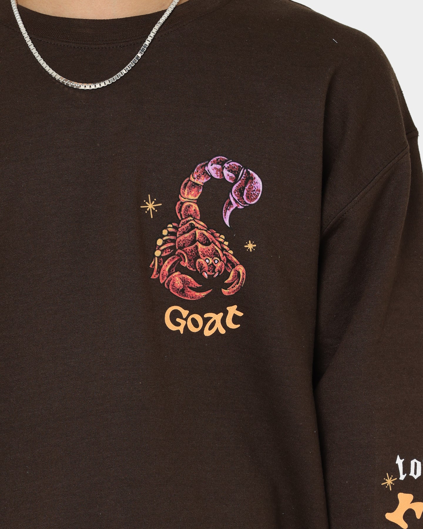 Goat Crew Too Weird To Live Vintage Crewneck Brown - Image 4
