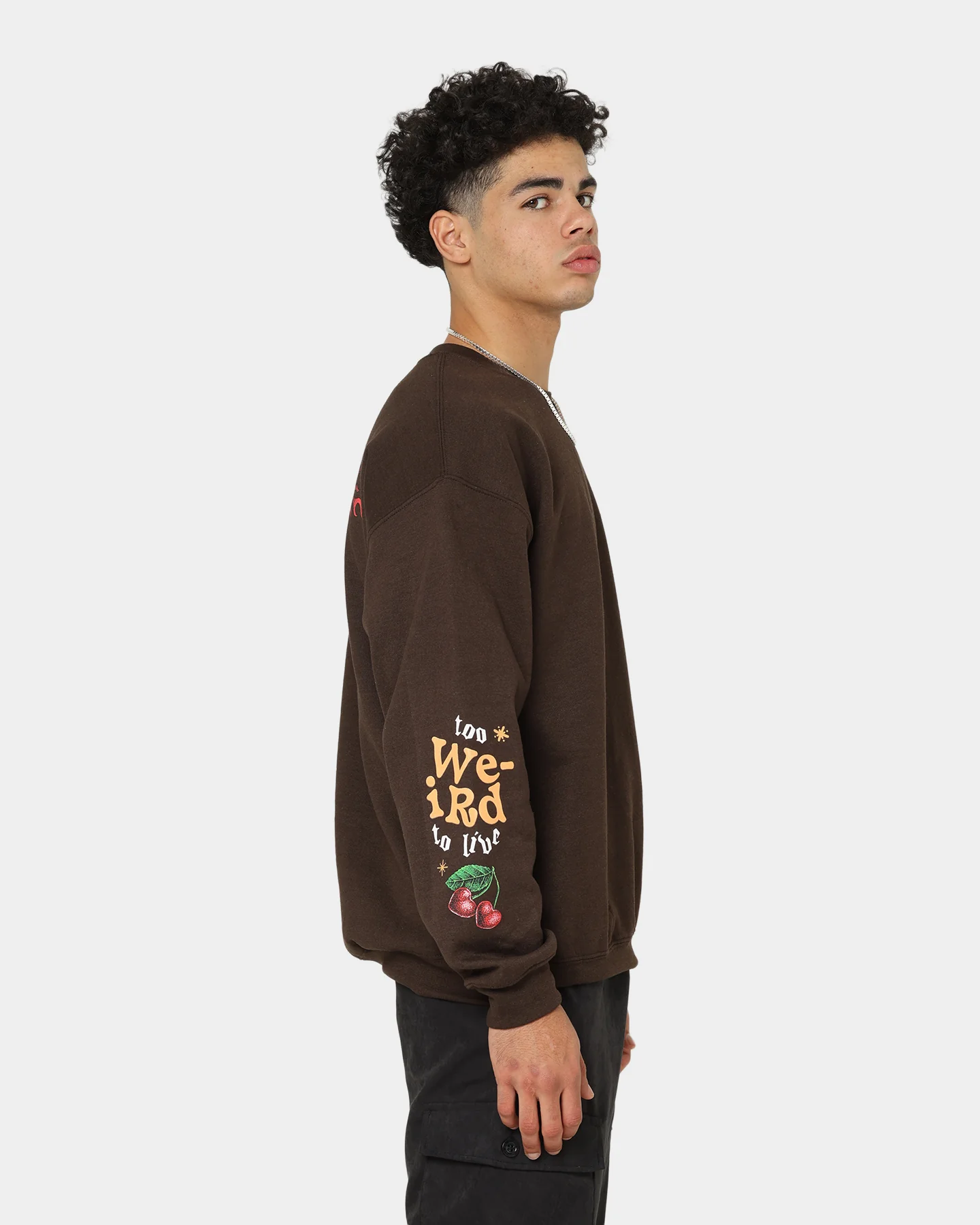 Goat Crew Too Weird To Live Vintage Crewneck Brown - Image 6