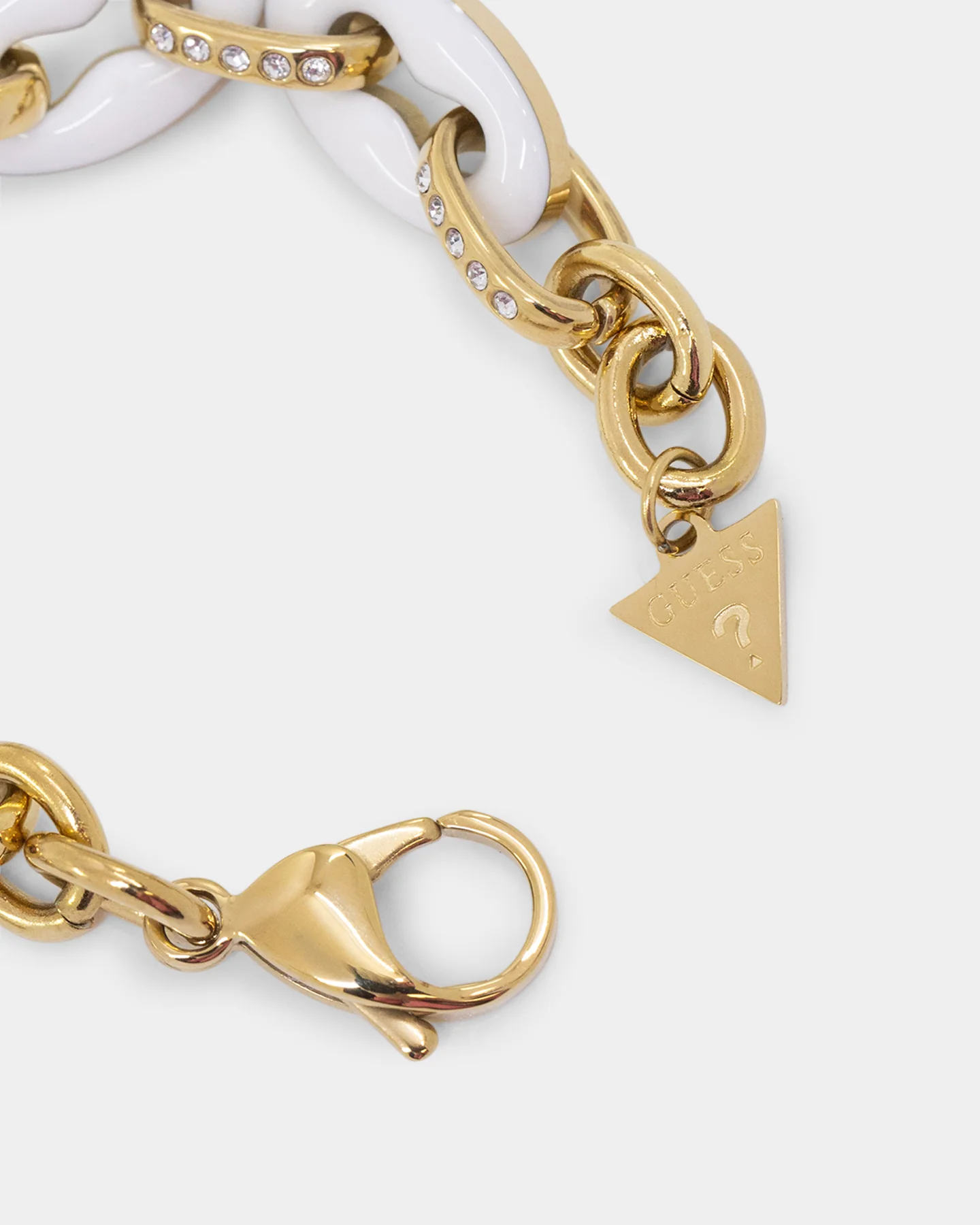 Guess Mainline Women's 17" White & Crystals Yellow Gold Necklace White - Image 7