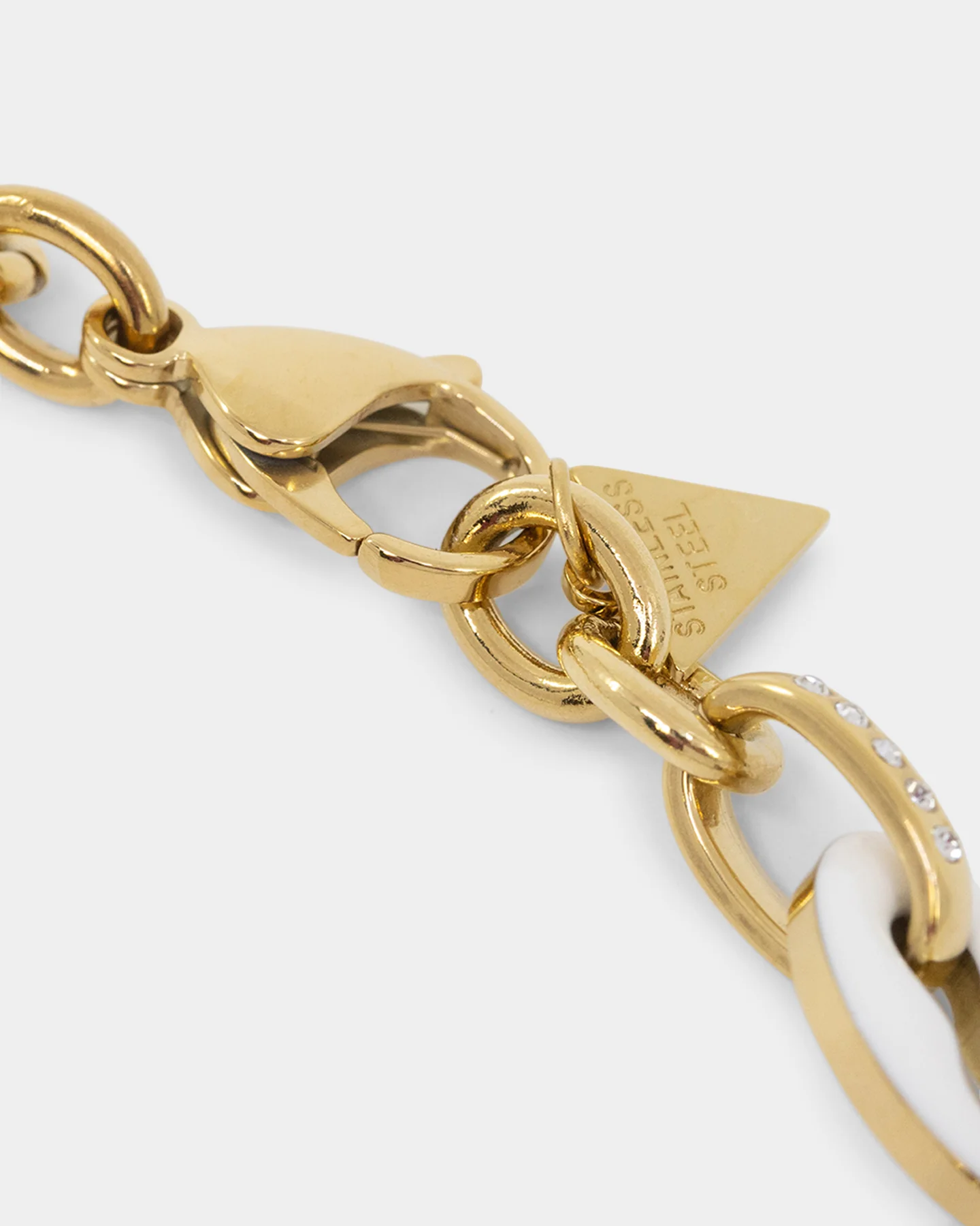 Guess Mainline Women's 17" White & Crystals Yellow Gold Necklace White - Image 9
