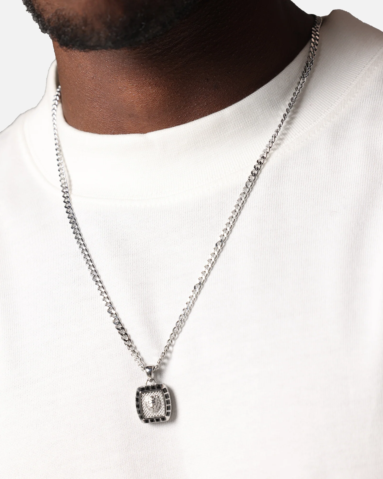 Guess Mainline 21" Lion 16mm Charm Necklace Silver - Image 2