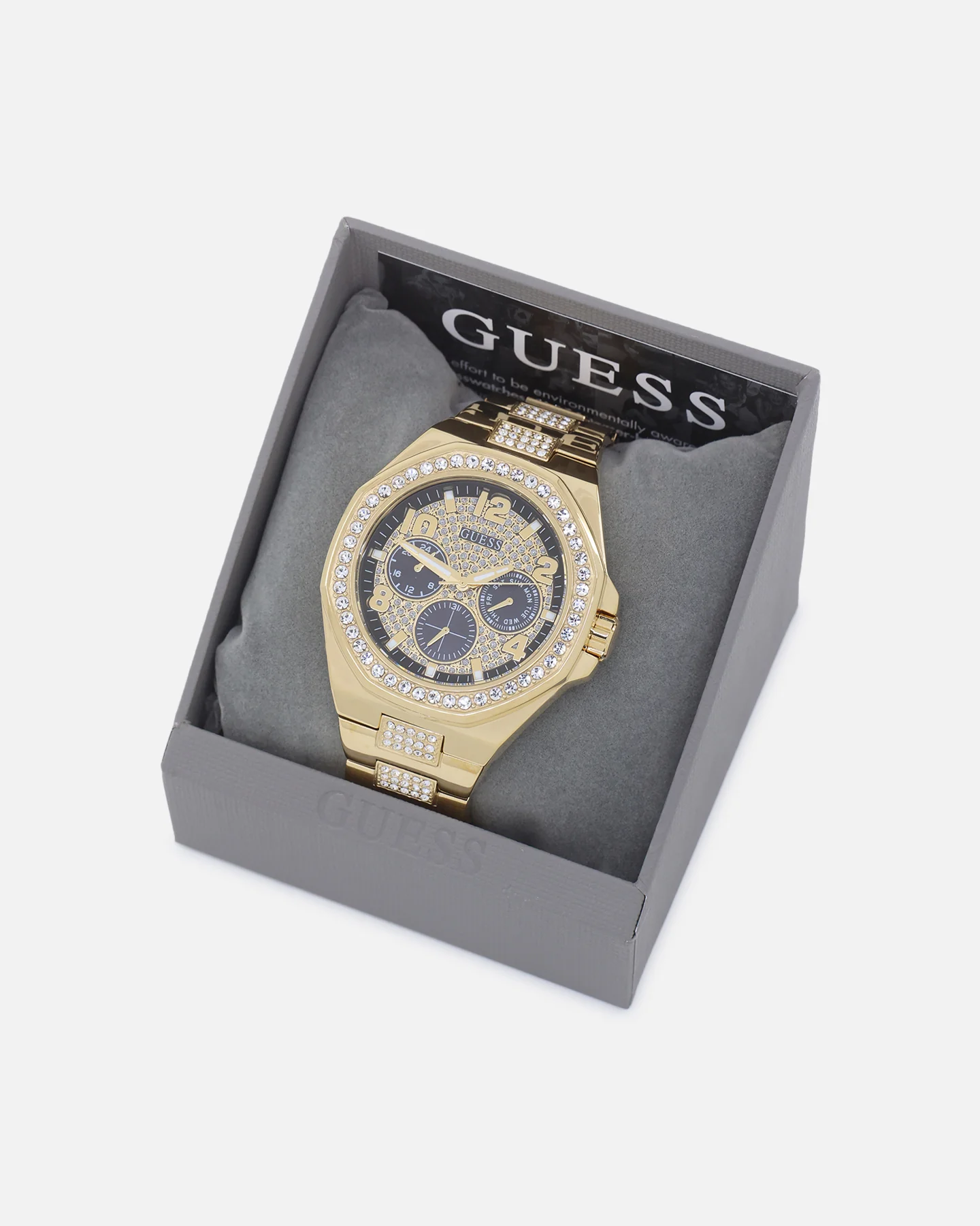 Guess Mainline Empire Crystal Bracelet Watch Gold - Image 3
