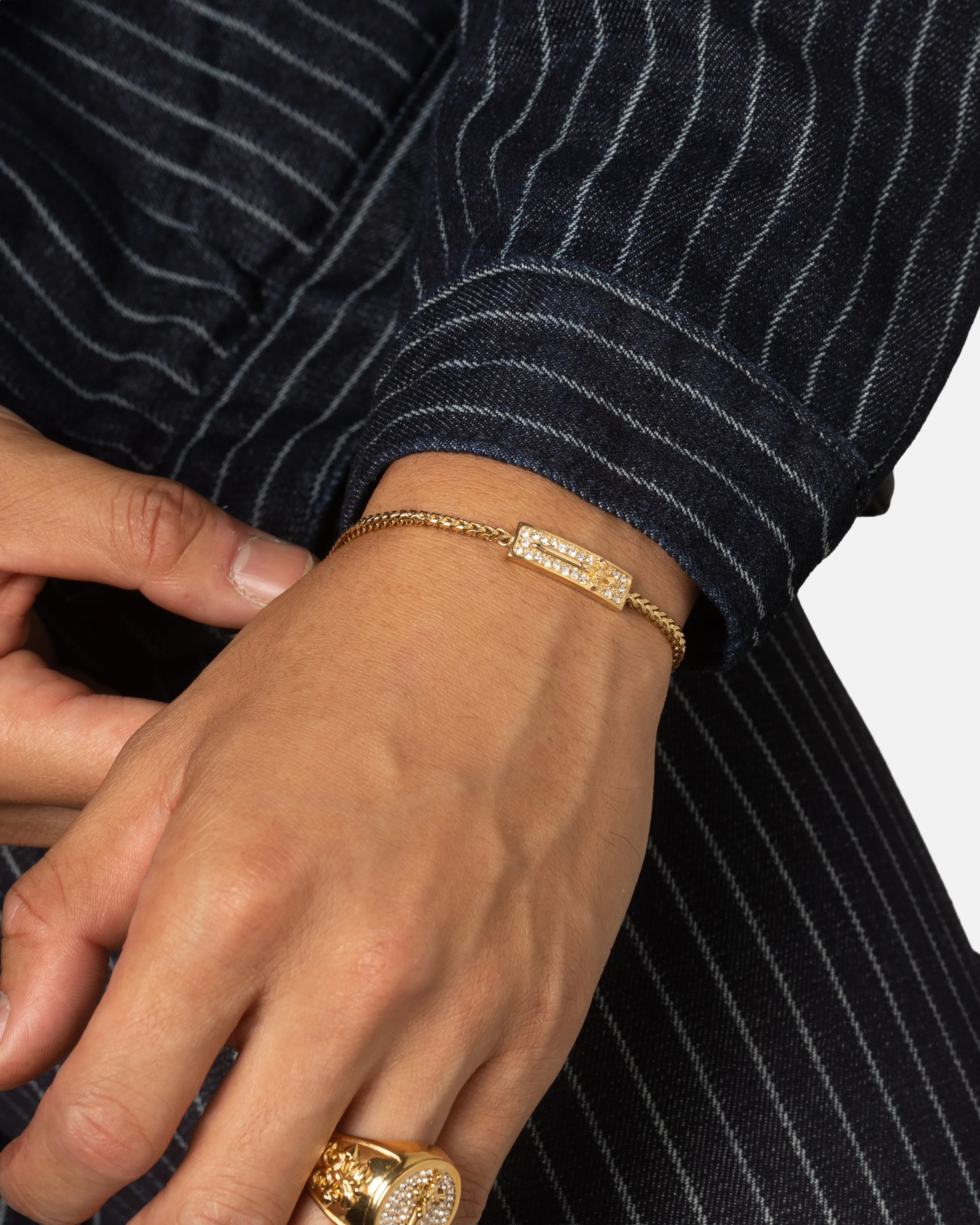Guess Mainline Rebel Knight Dagger Crystal Bracelet Gold - Image 2