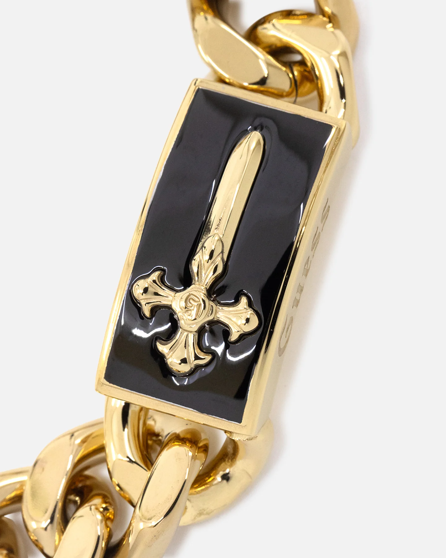Guess Mainline South Alameda Shield Tag Bracelet Yellow Gold - Image 4
