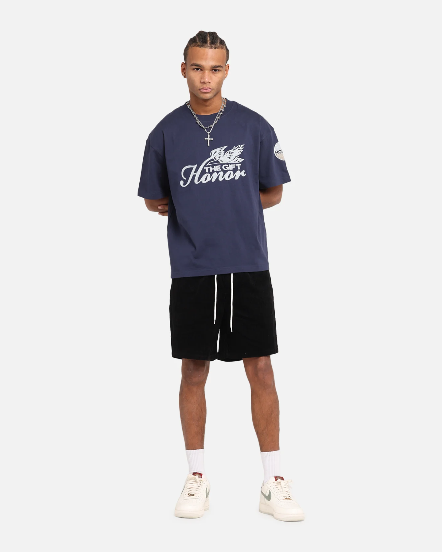 Honor The Gift Auto Club Boxy T-Shirt Navy - Image 2