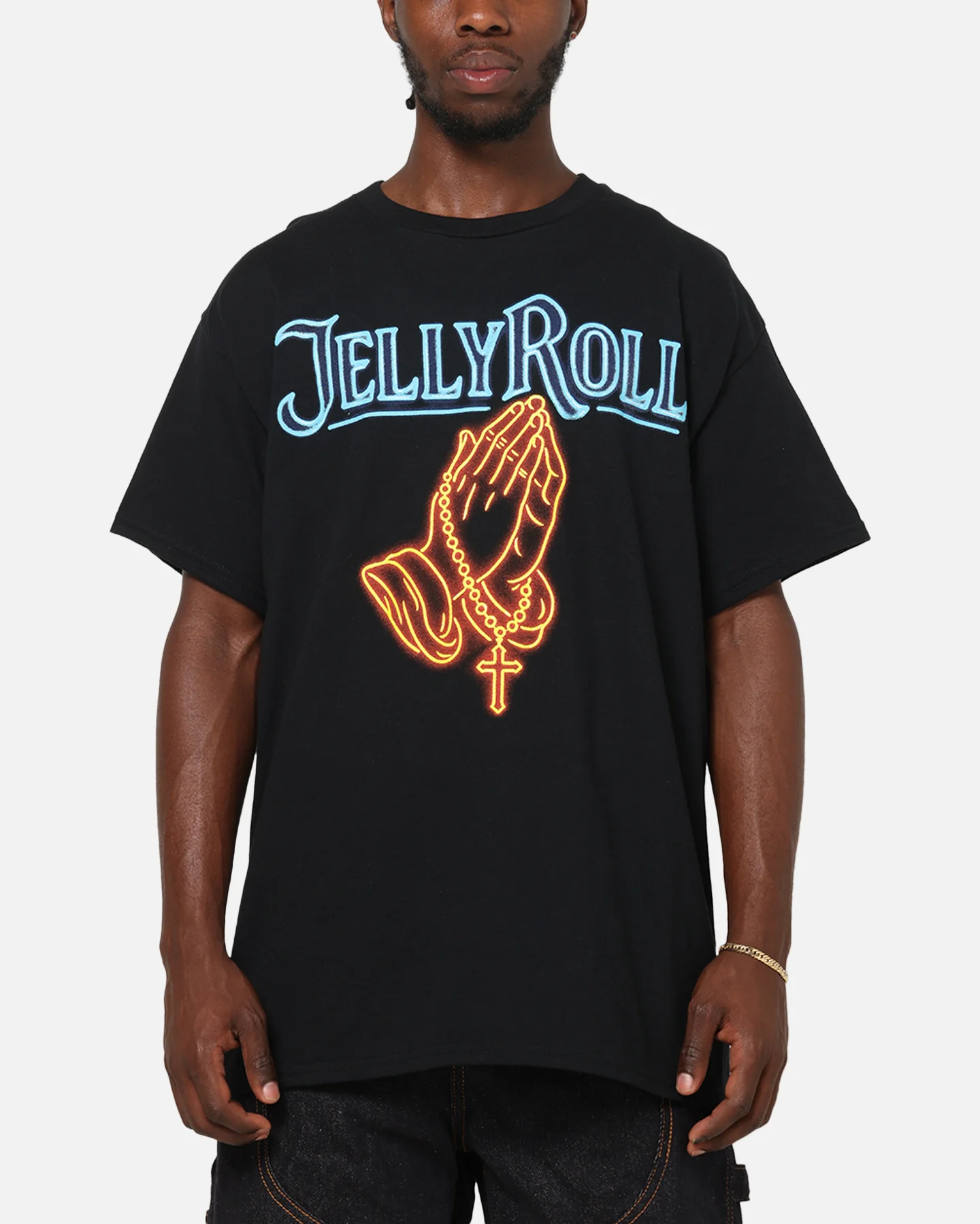 Jelly Roll Praying Neon T-Shirt Black