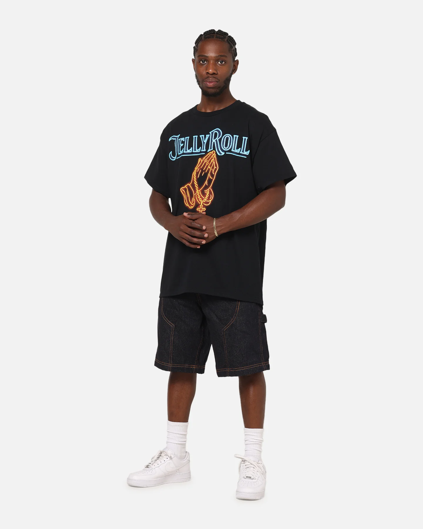 Jelly Roll Praying Neon T-Shirt Black - Image 3