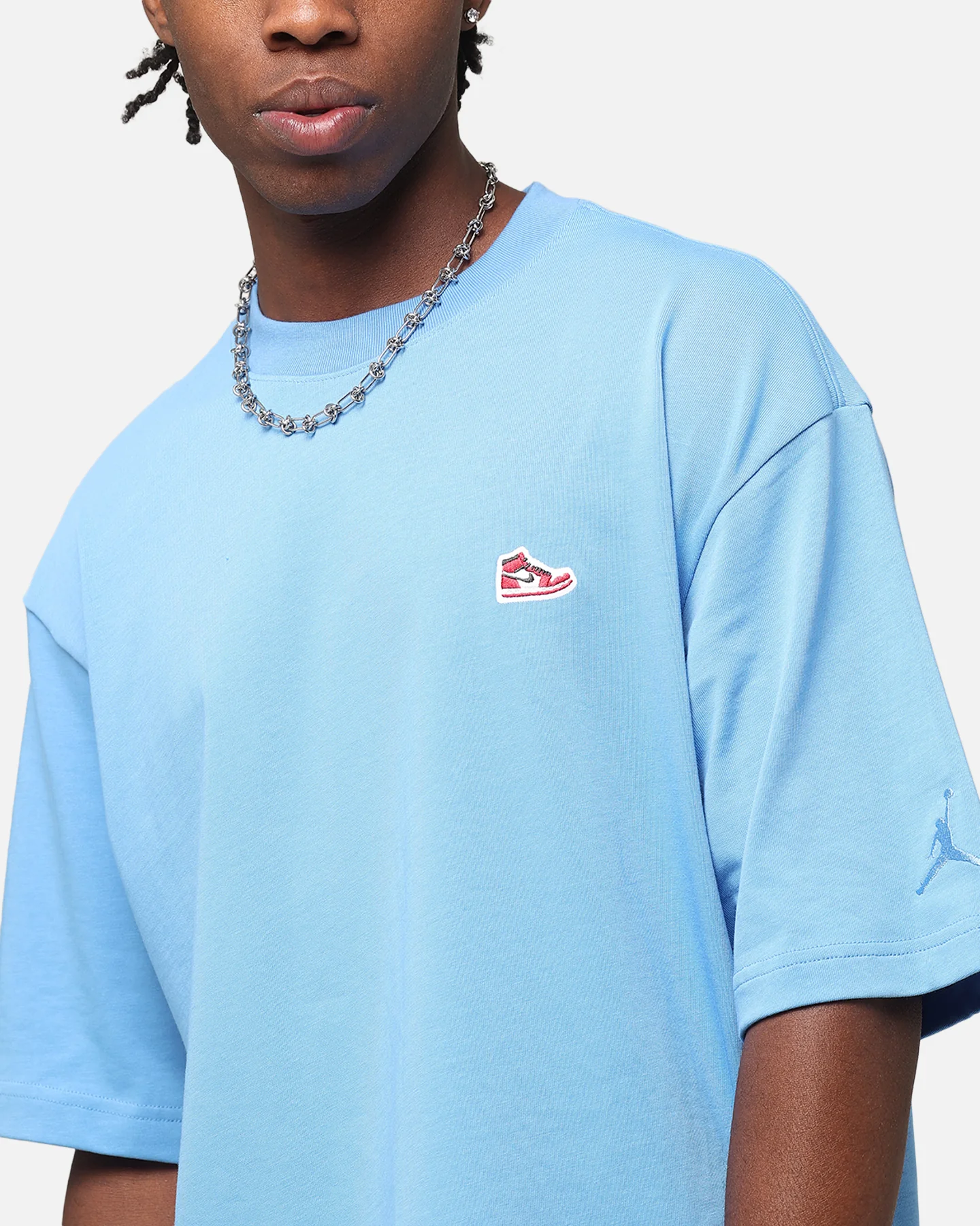 Jordan Brand Sneaker Patch Crewneck T-Shirt Legend Blue - Image 5