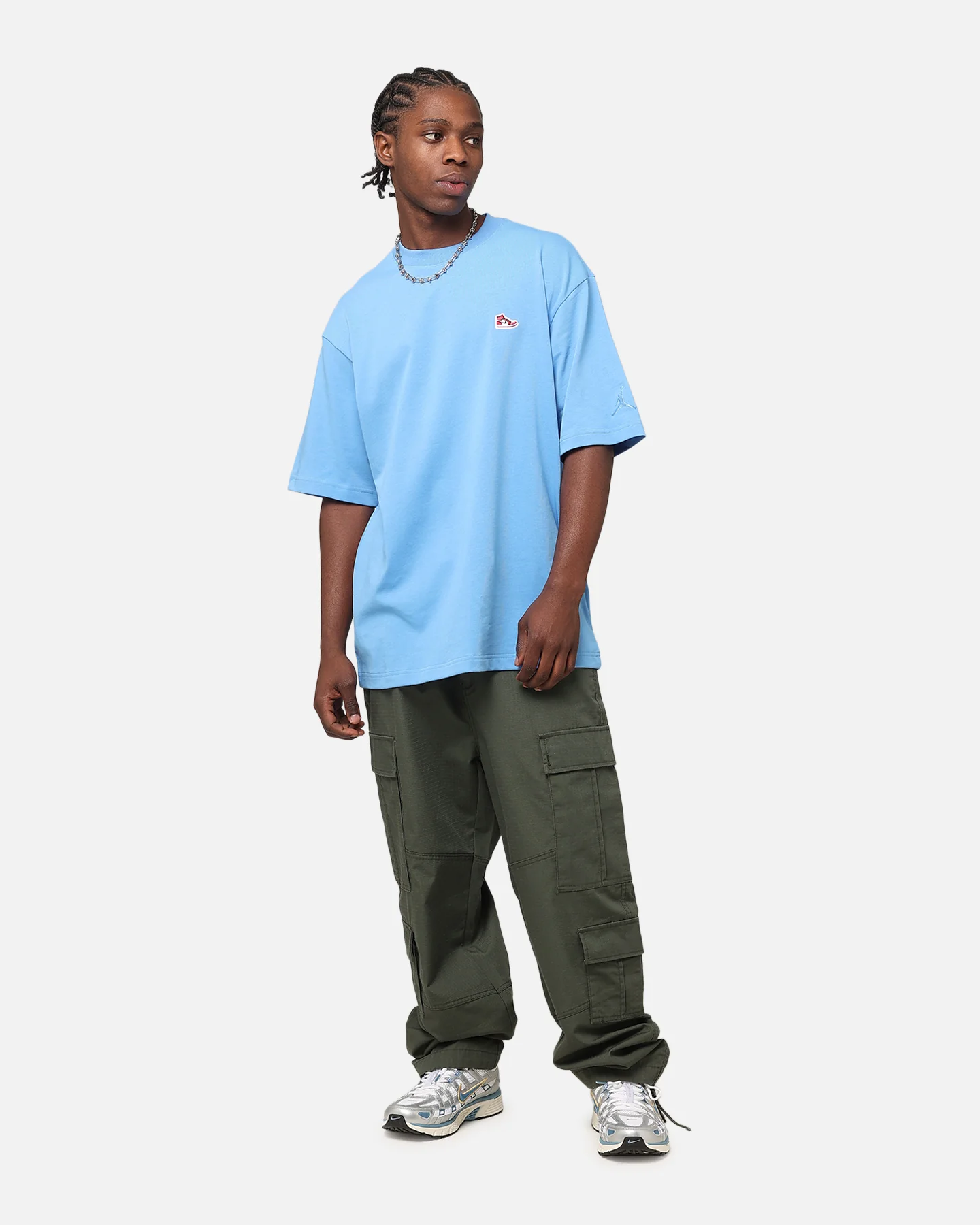 Jordan Brand Sneaker Patch Crewneck T-Shirt Legend Blue - Image 7