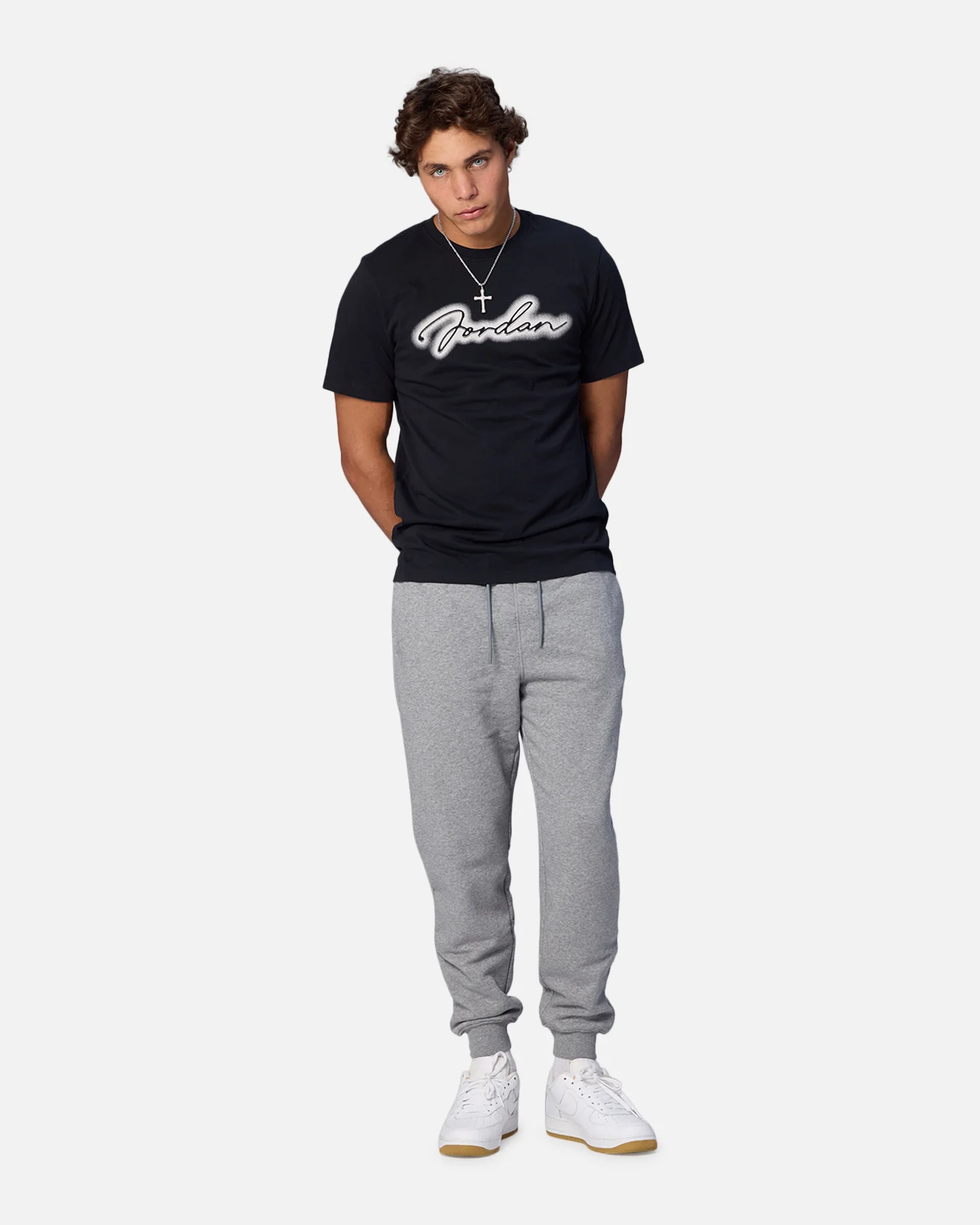 Jordan Brooklyn Fleece Pants Carbon Heather/White - Image 2