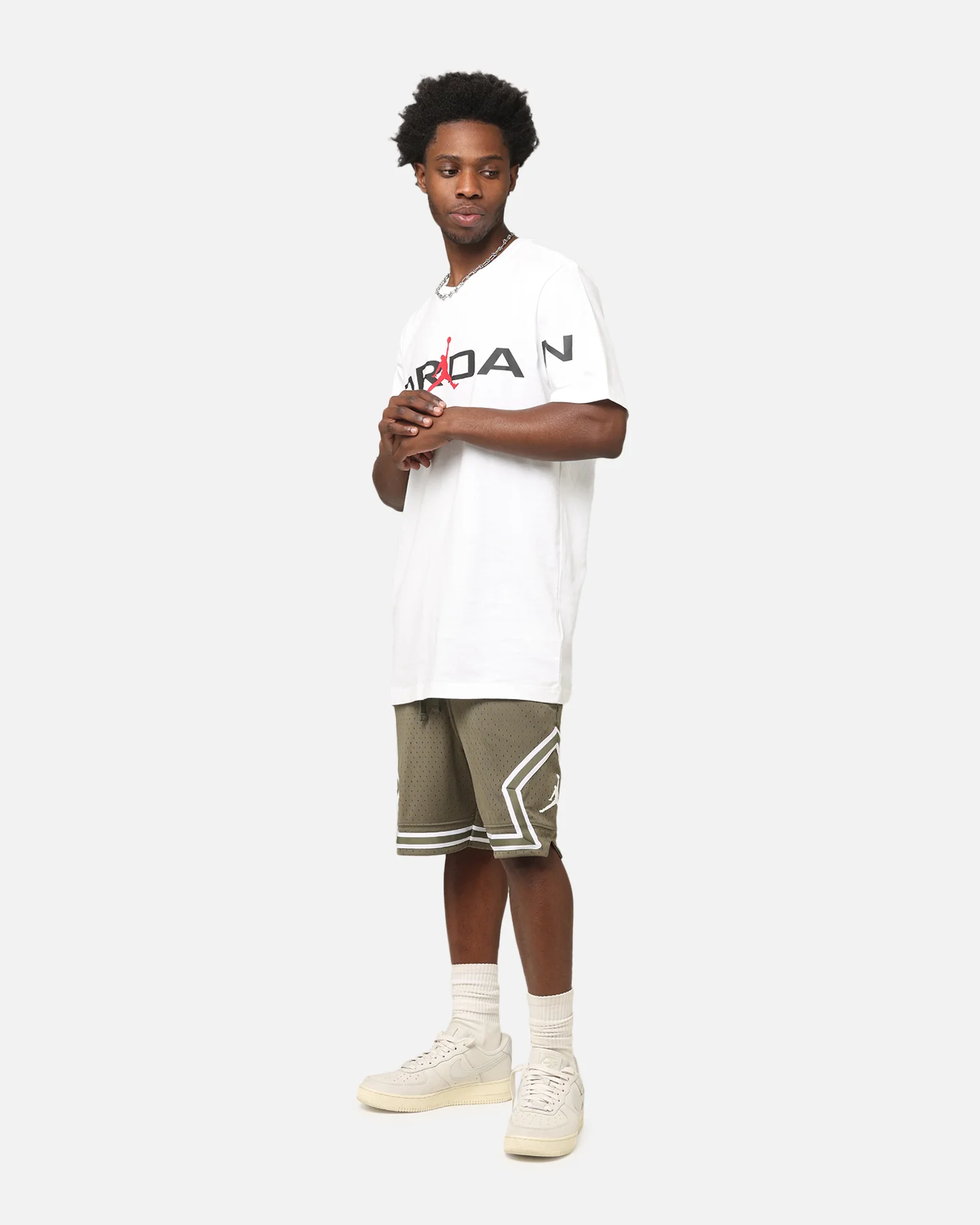 Jordan Dri-FIT Sport Diamond Shorts Medium Olive/White - Image 2