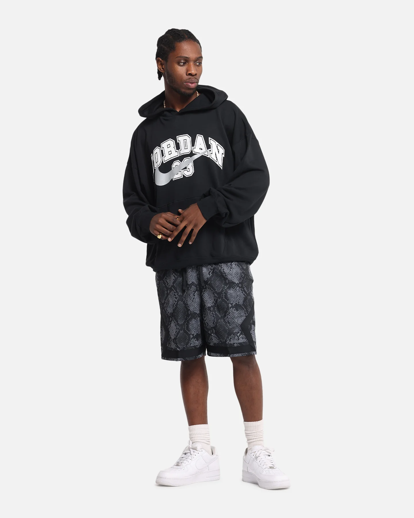 Jordan Jumpman MVP Oversized French Terry Pullover Hoodie Black/Grey - Image 2