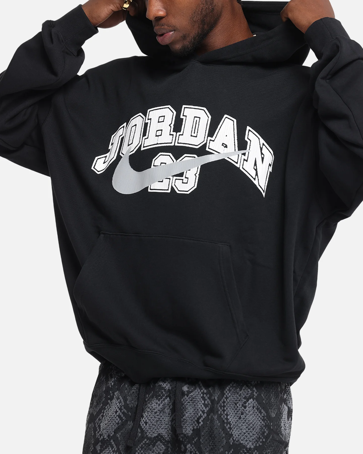 Jordan Jumpman MVP Oversized French Terry Pullover Hoodie Black/Grey - Image 6