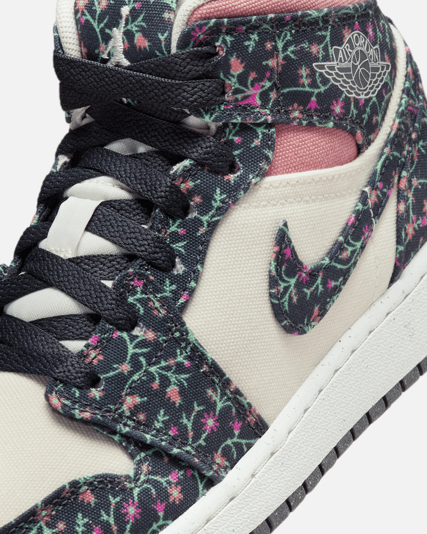 Jordan Kids' Air Jordan 1 Mid SE "Floral" (GS) Anthracite - Image 6