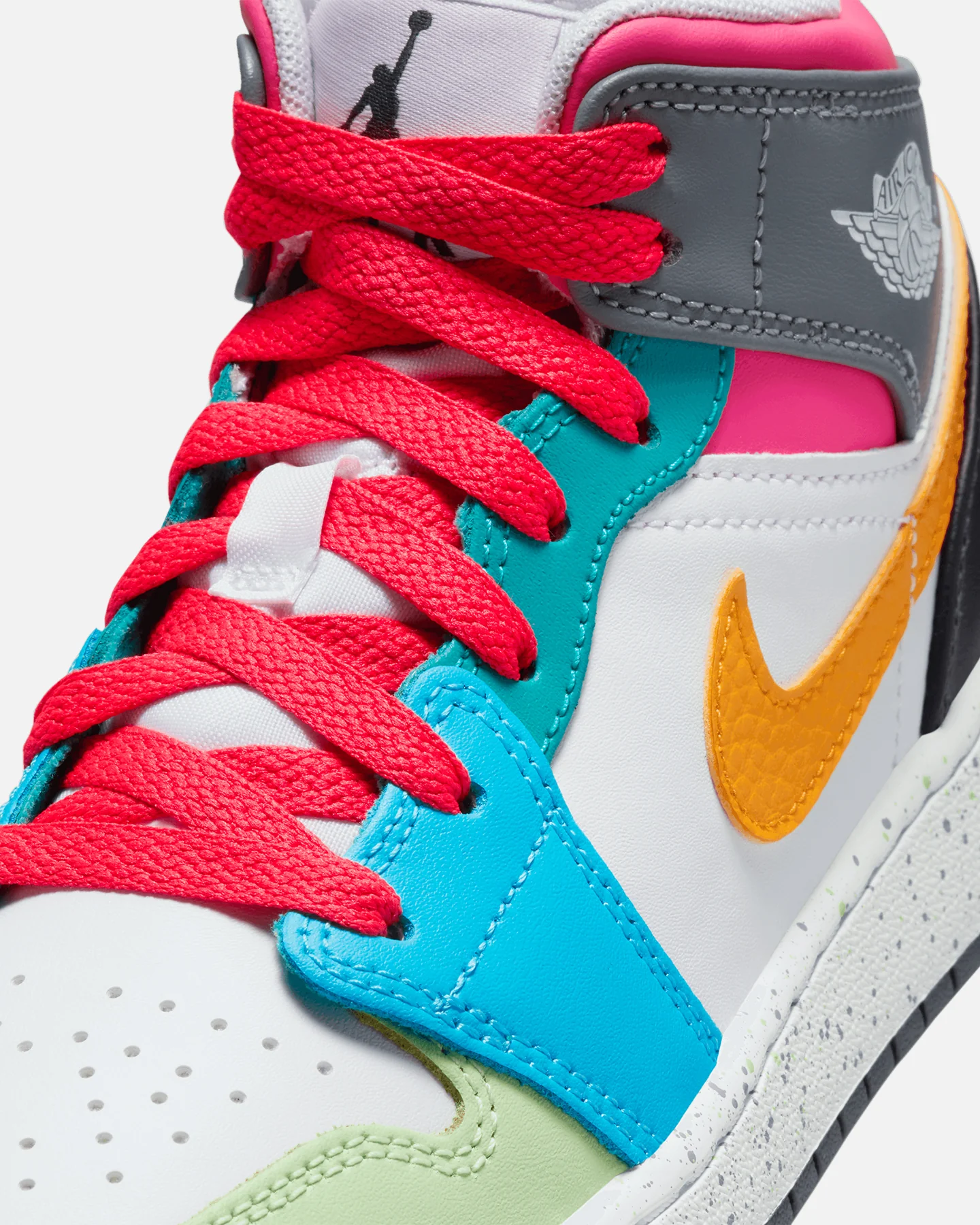 Jordan Kids' Air Jordan 1 Mid SE "Multi-Colour" (GS) White/Taxi/Dark Shadow/Hyper Pink/New Emerald/Vapour Green - Image 6
