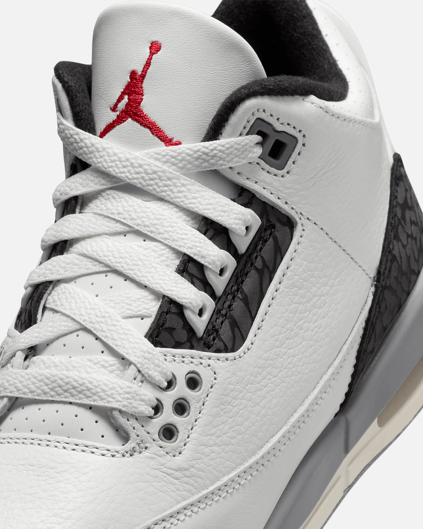 Jordan Kids' Air Jordan 3 Retro (GS) "Cement Grey" Summit White/Fire Red Cement - Image 6