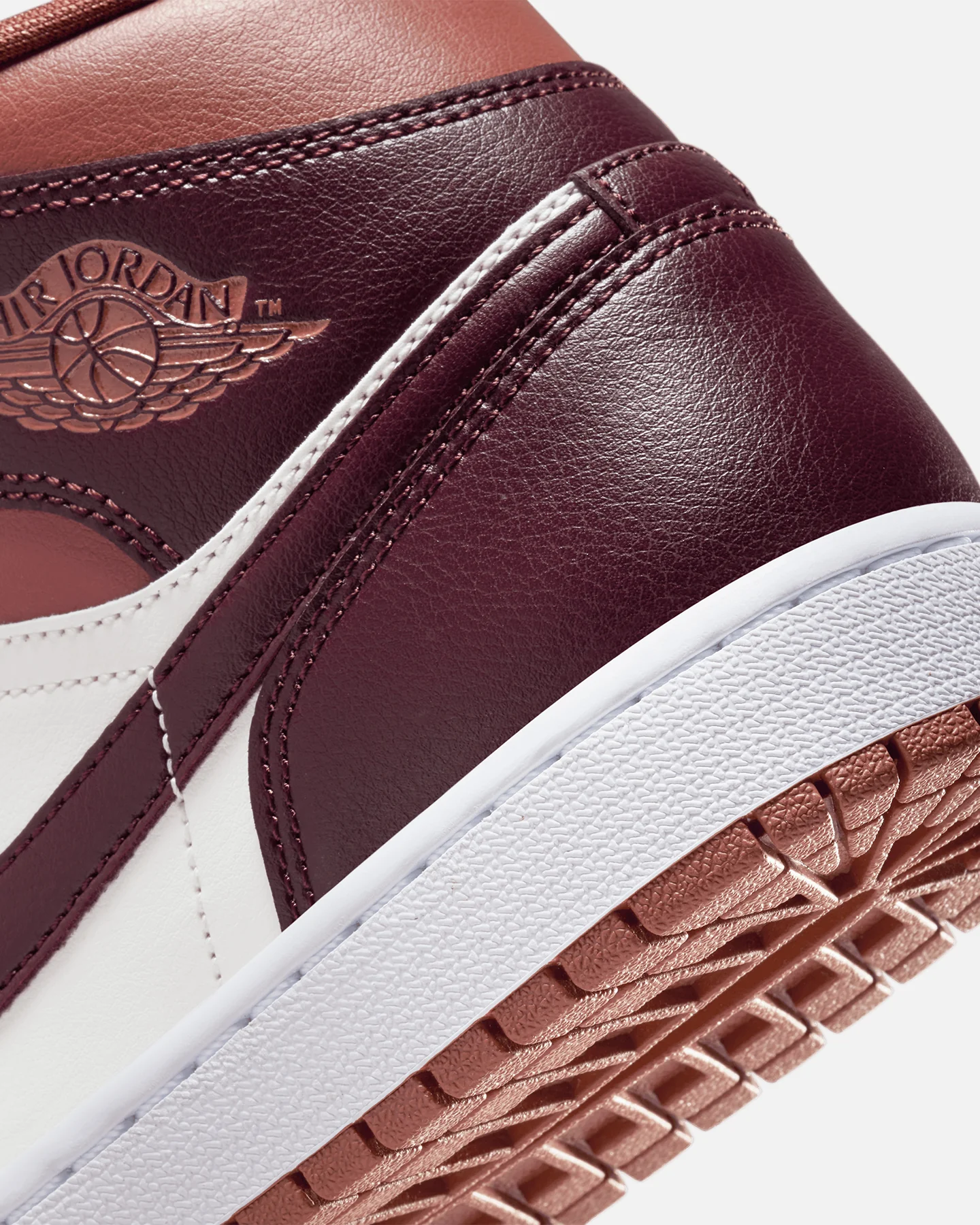 Jordan Women's Air Jordan 1 Mid Dusty Peach/Sail/White/Night Maroon - Image 8