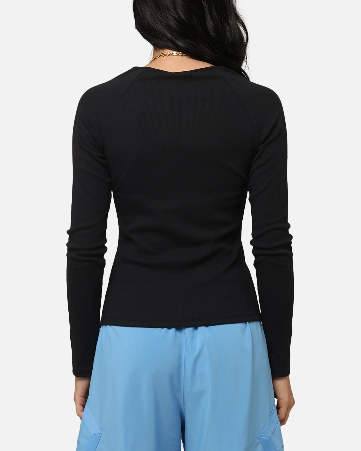 Jordan Women's Long-Sleeve Ribbed Knit Top Black/Medium Grey - Image 3
