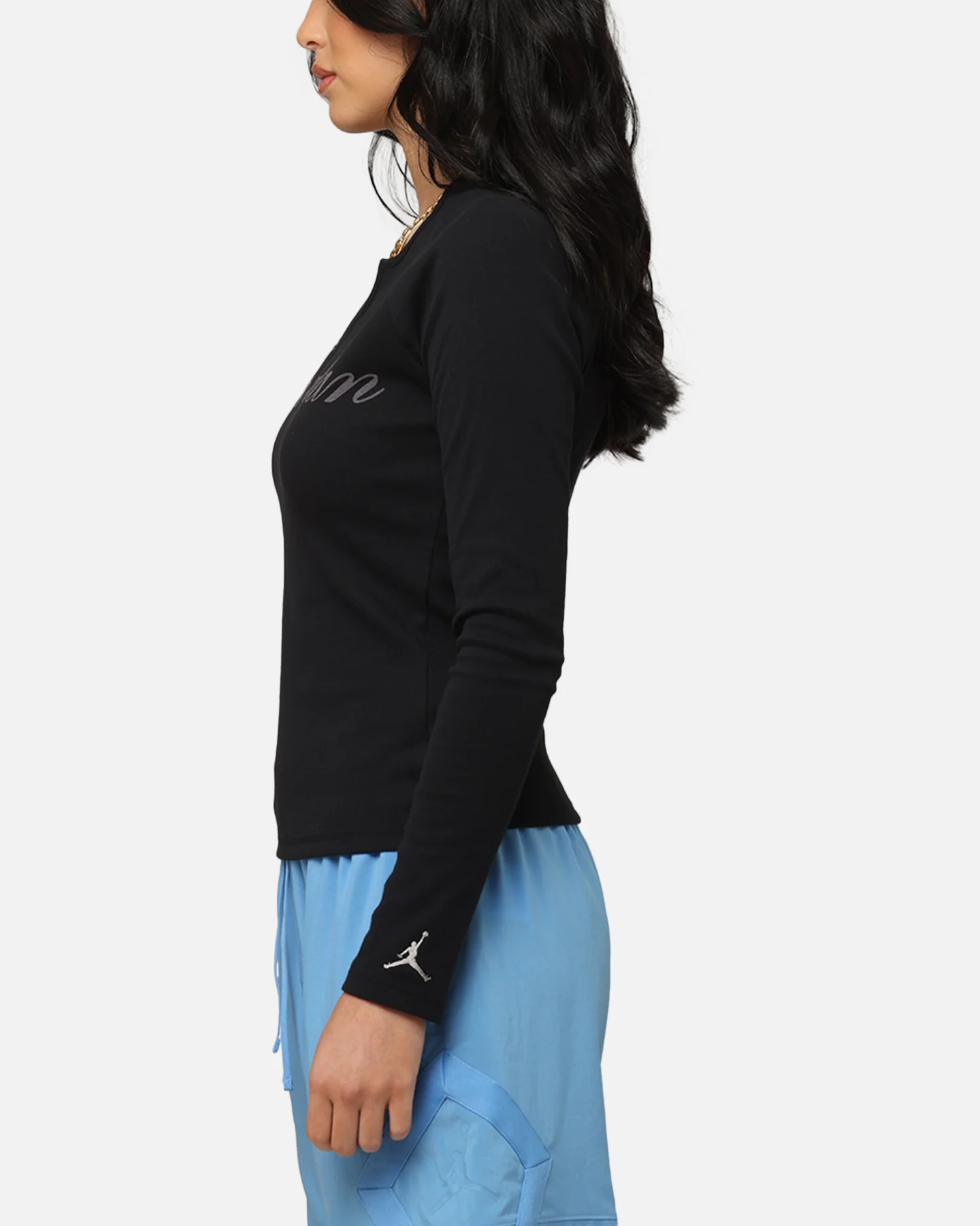 Jordan Women's Long-Sleeve Ribbed Knit Top Black/Medium Grey - Image 5