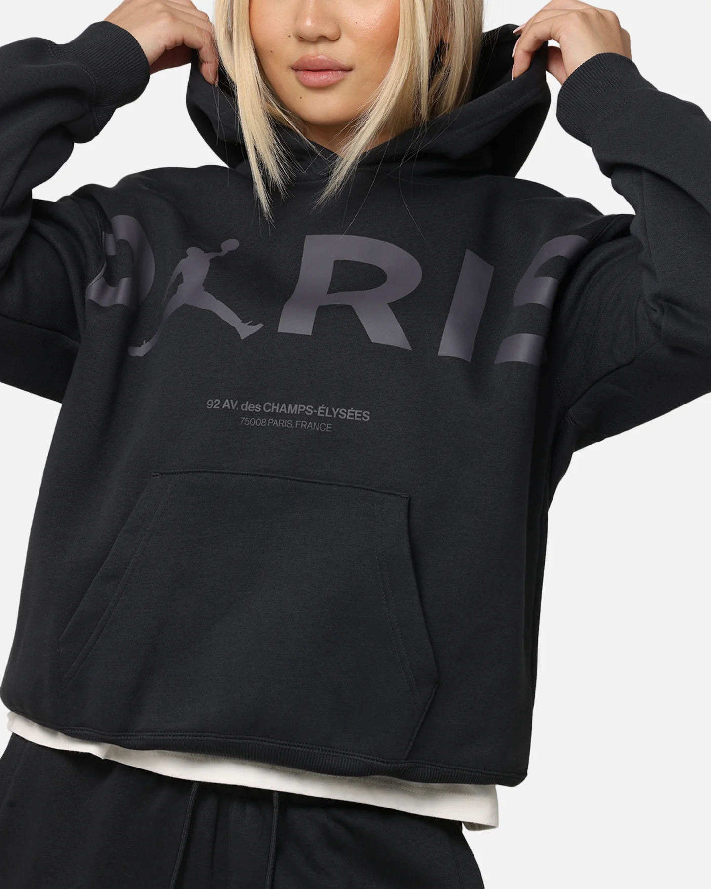Jordan Women's Paris Saint-Germain Brooklyn Fleece Graphic Pullover Hoodie Off Noir - Image 7