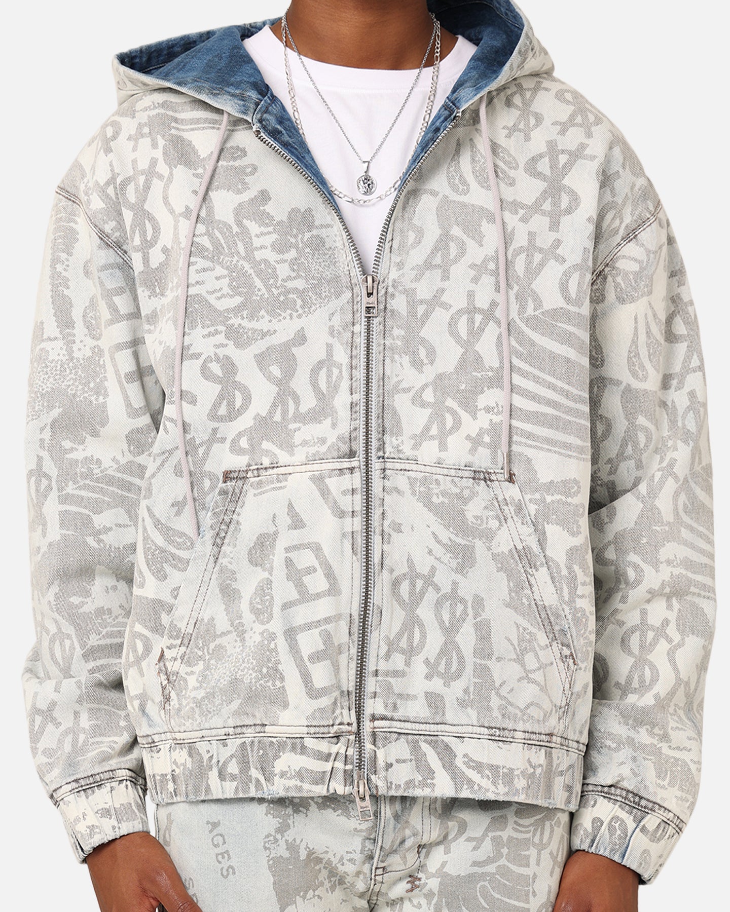 Ksubi Kollage Zip Hoodie Icey Denim - Image 3
