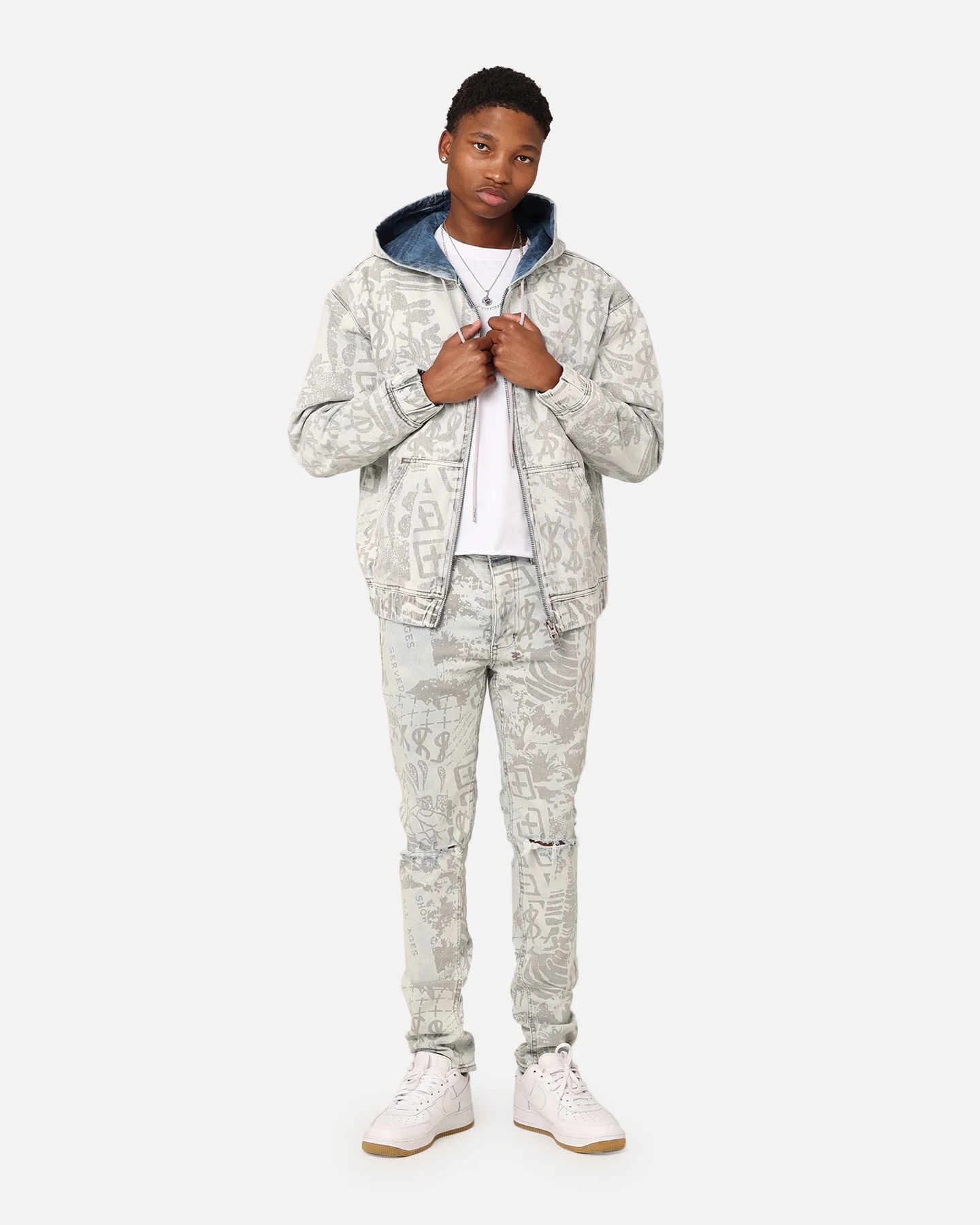 Ksubi Kollage Zip Hoodie Icey Denim - Image 7